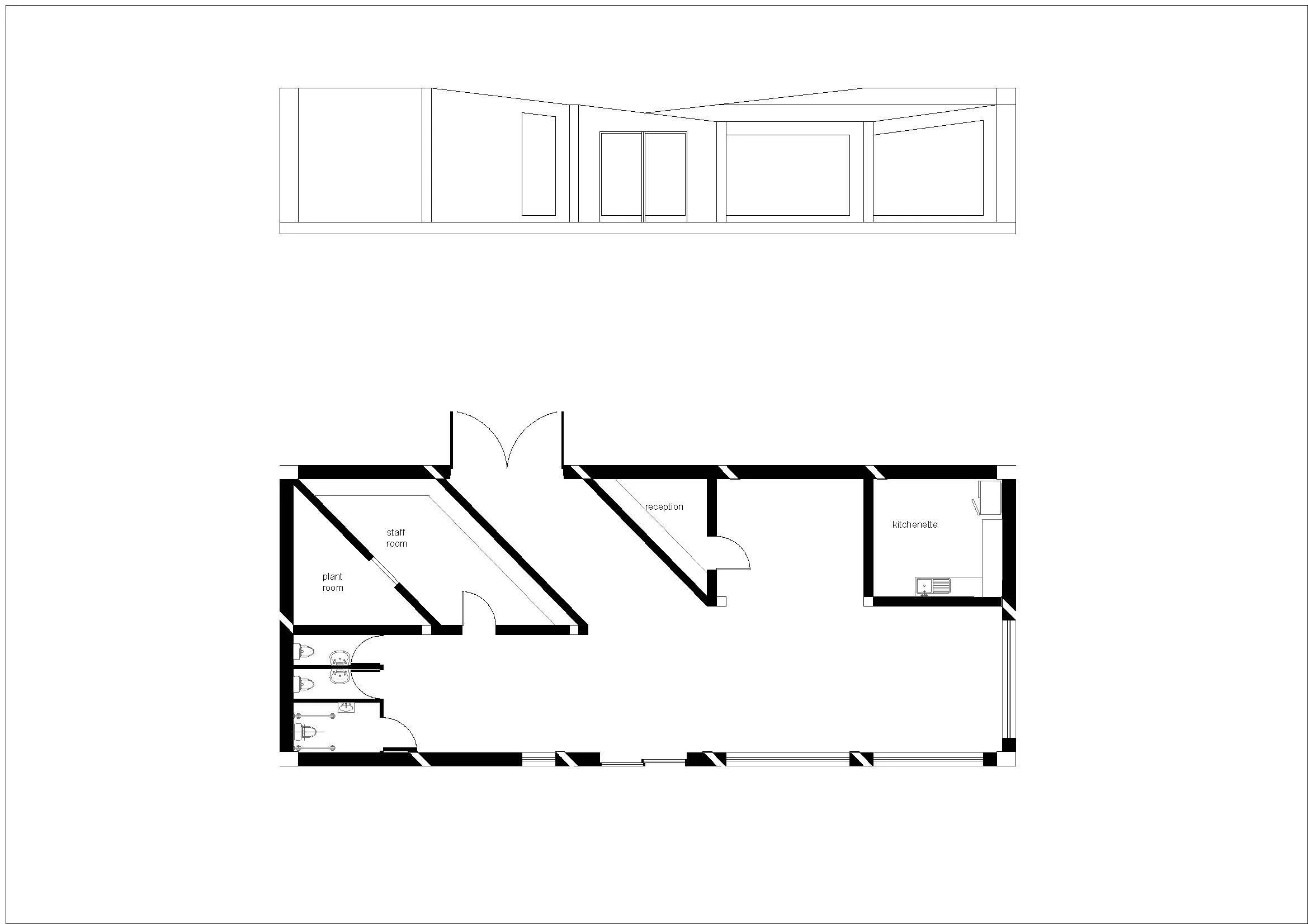 Floor plan/North Elevation of main Building