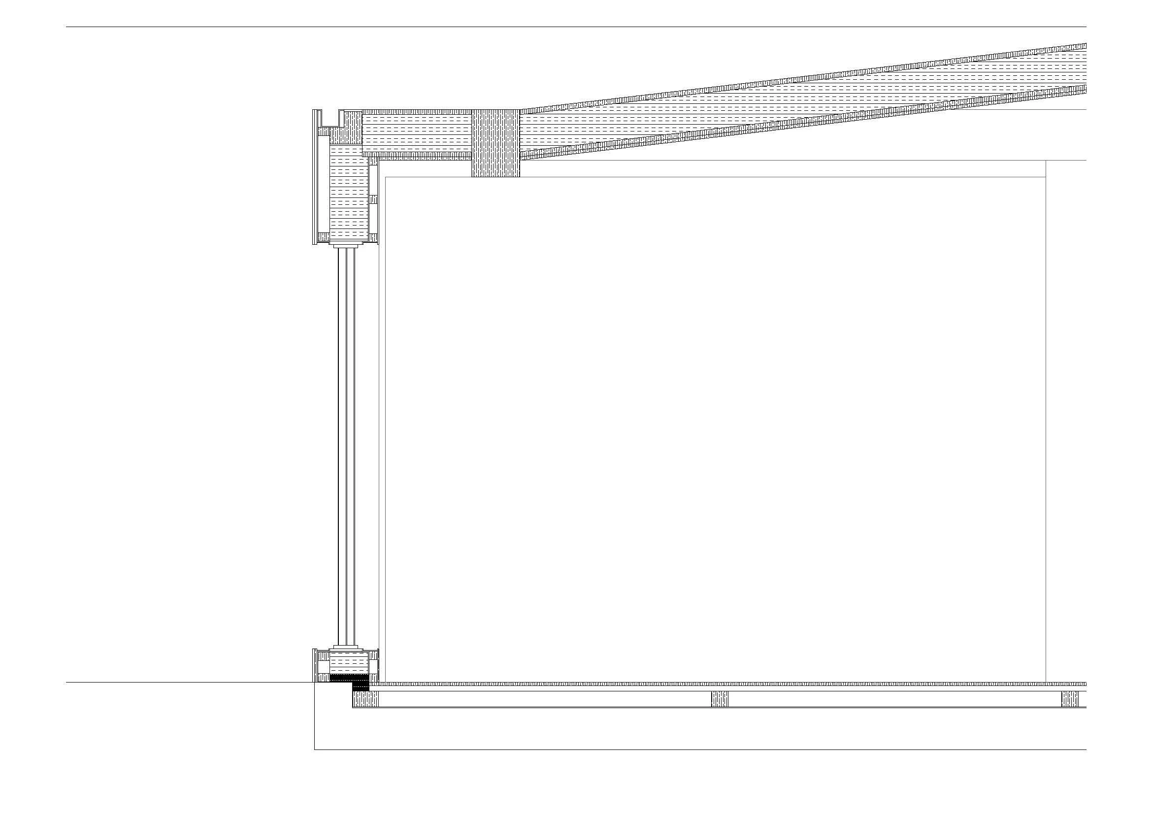 Technical section of floor to ceiling connection
