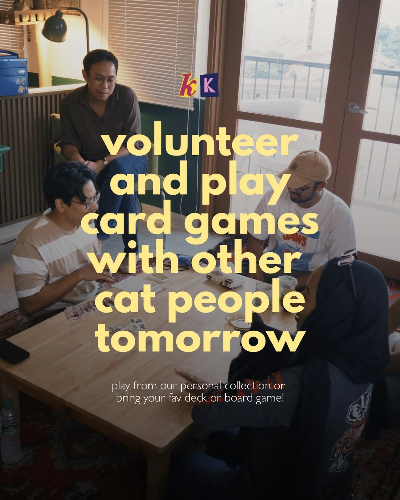 work hard (volunteer) ➡️ play hard (board games) 

our RM30 entry fee = full day access + cat therapy + 1 soft drink

rsvp via luma! 🎲🐱