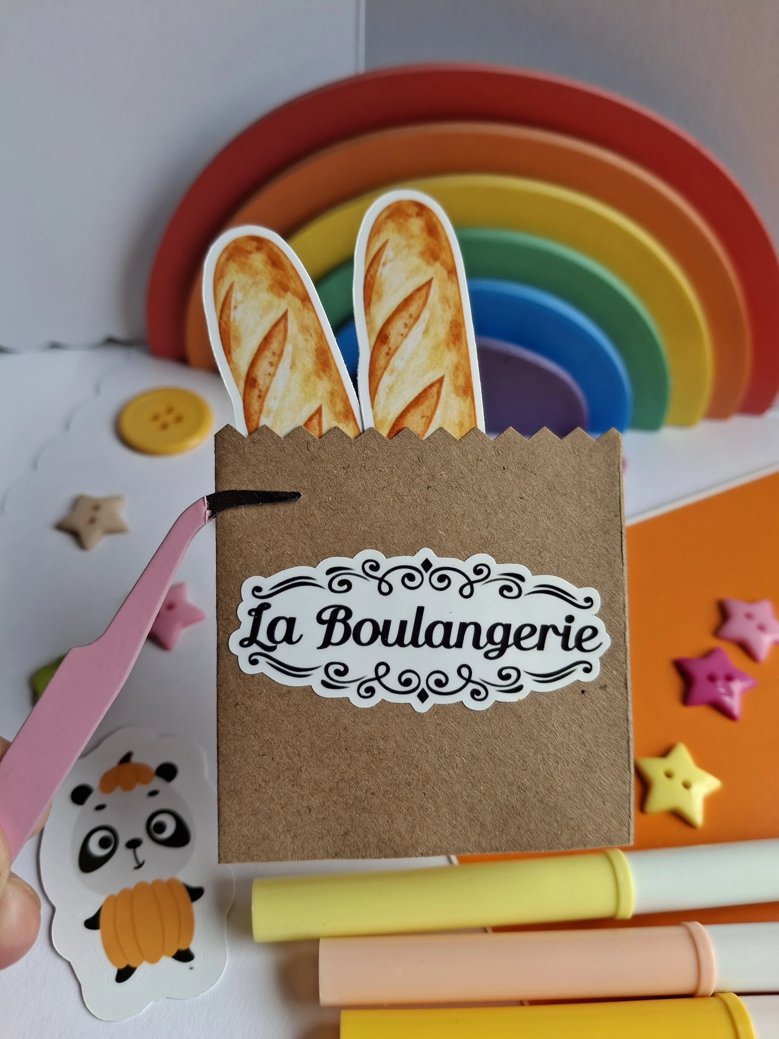Adorable Baguette Stickers Set of 2 French Breadsticks in La Boulangerie Bag, Scrapbook Sticker