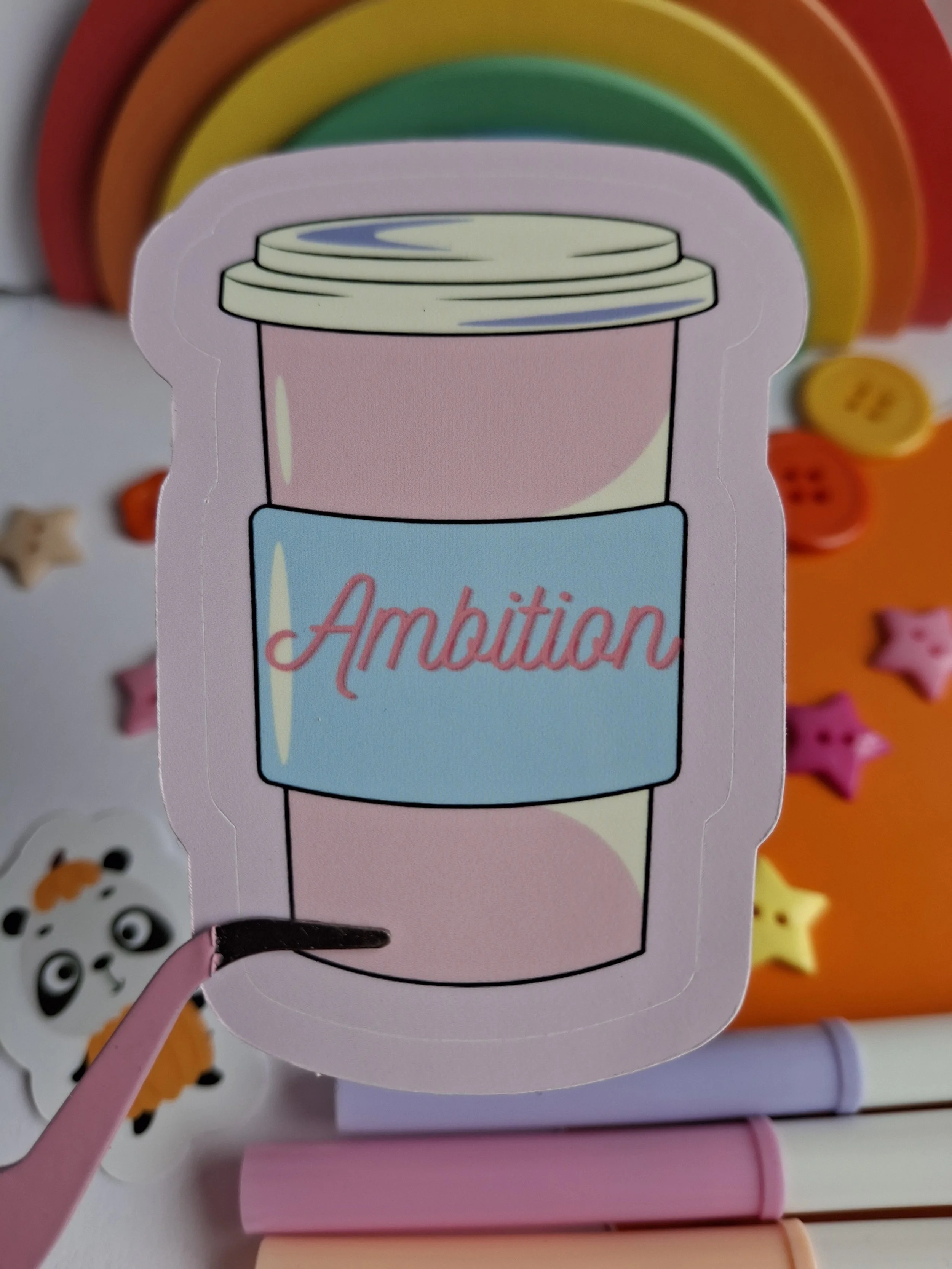 Cup of Ambition Sticker Funny Dolly Parton  Inspired Stickers Cute Pink Coffee Cup