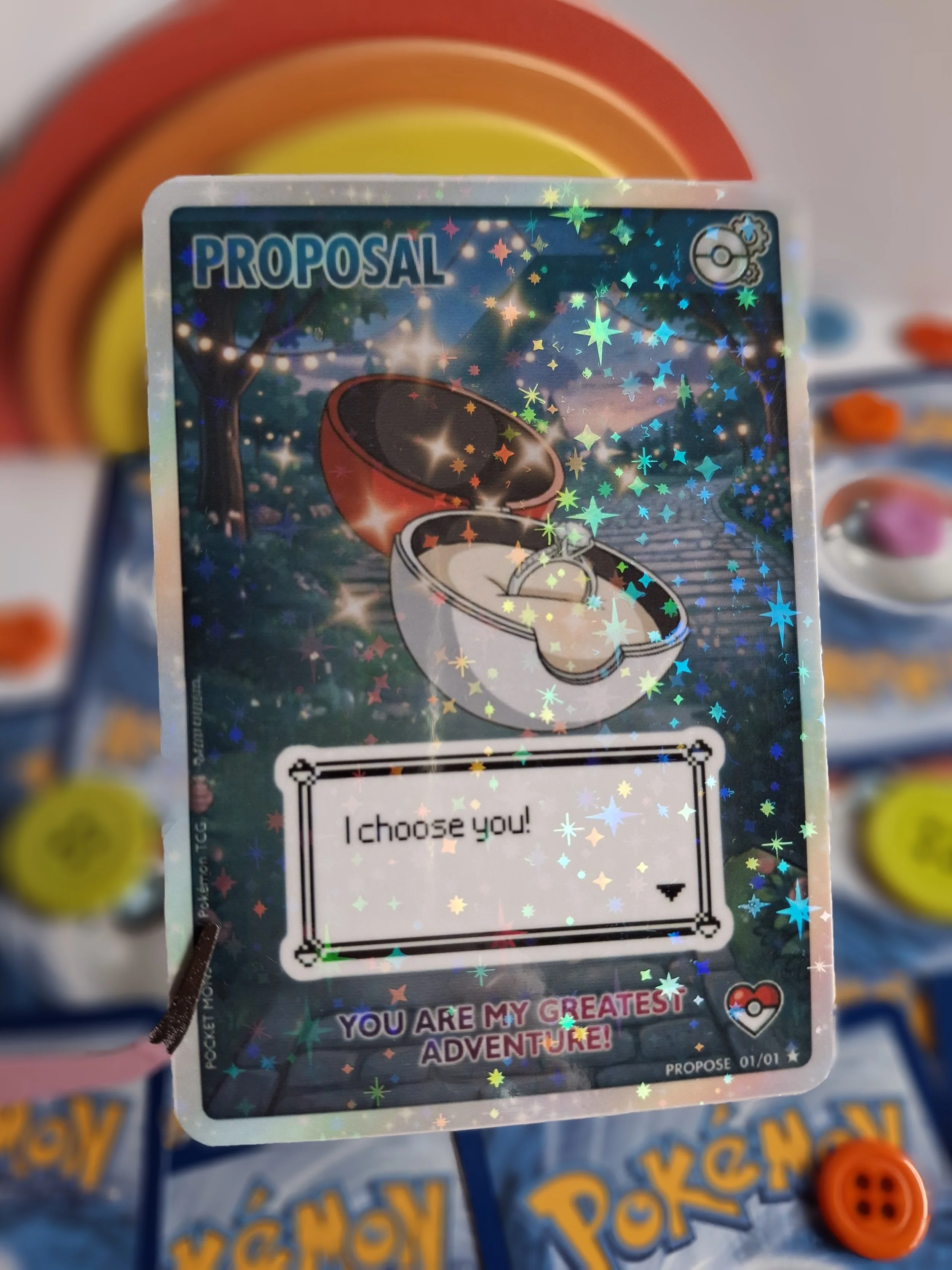 Shiny 'I Choose You' Pokemon Proposal Card - Ideal Proposal Idea For Pokemon TCG Fans