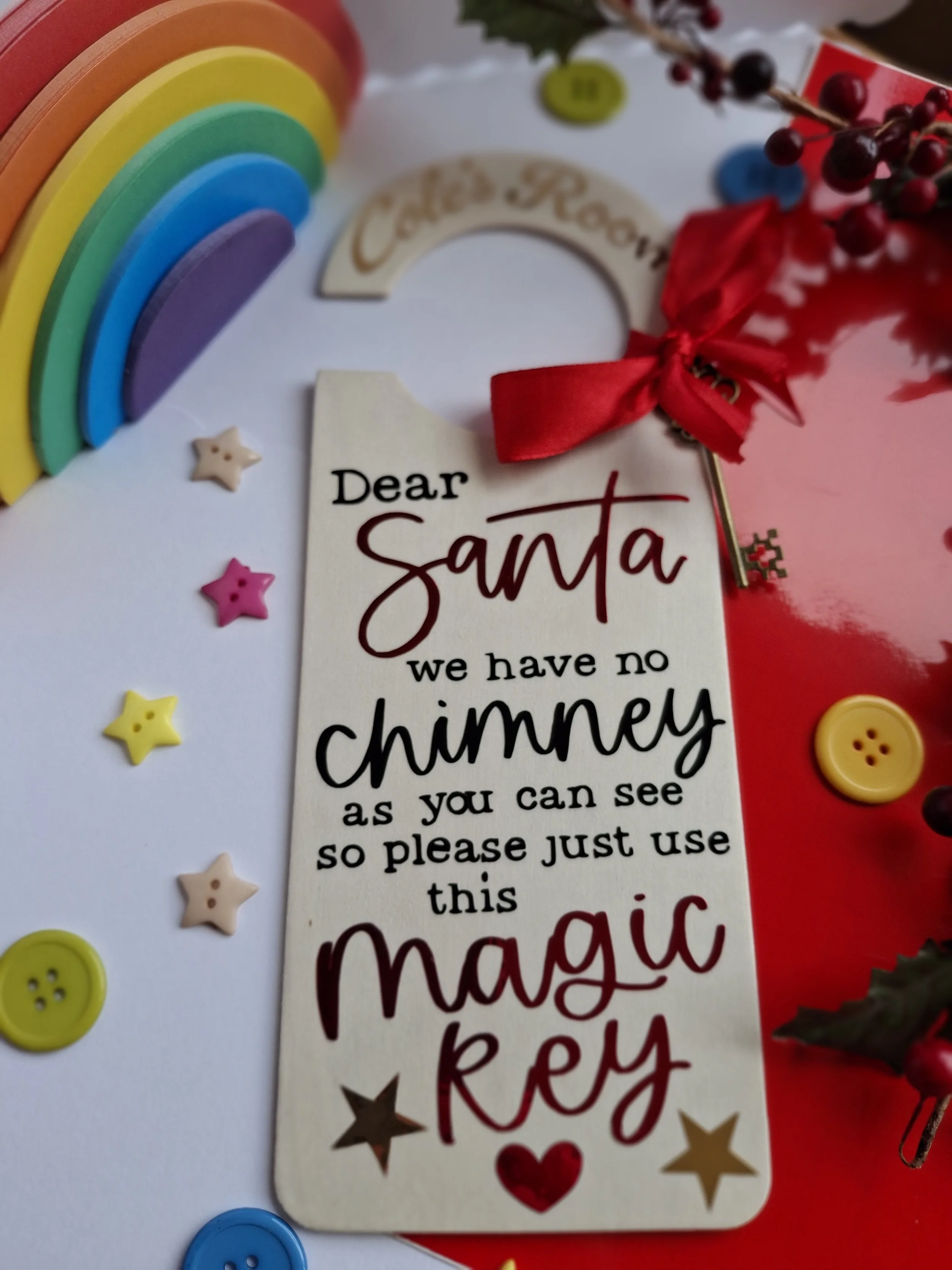 Santa Magic Key Door Hanger Custom Name Magical Key Christmas Eve Kids Personalised Keys