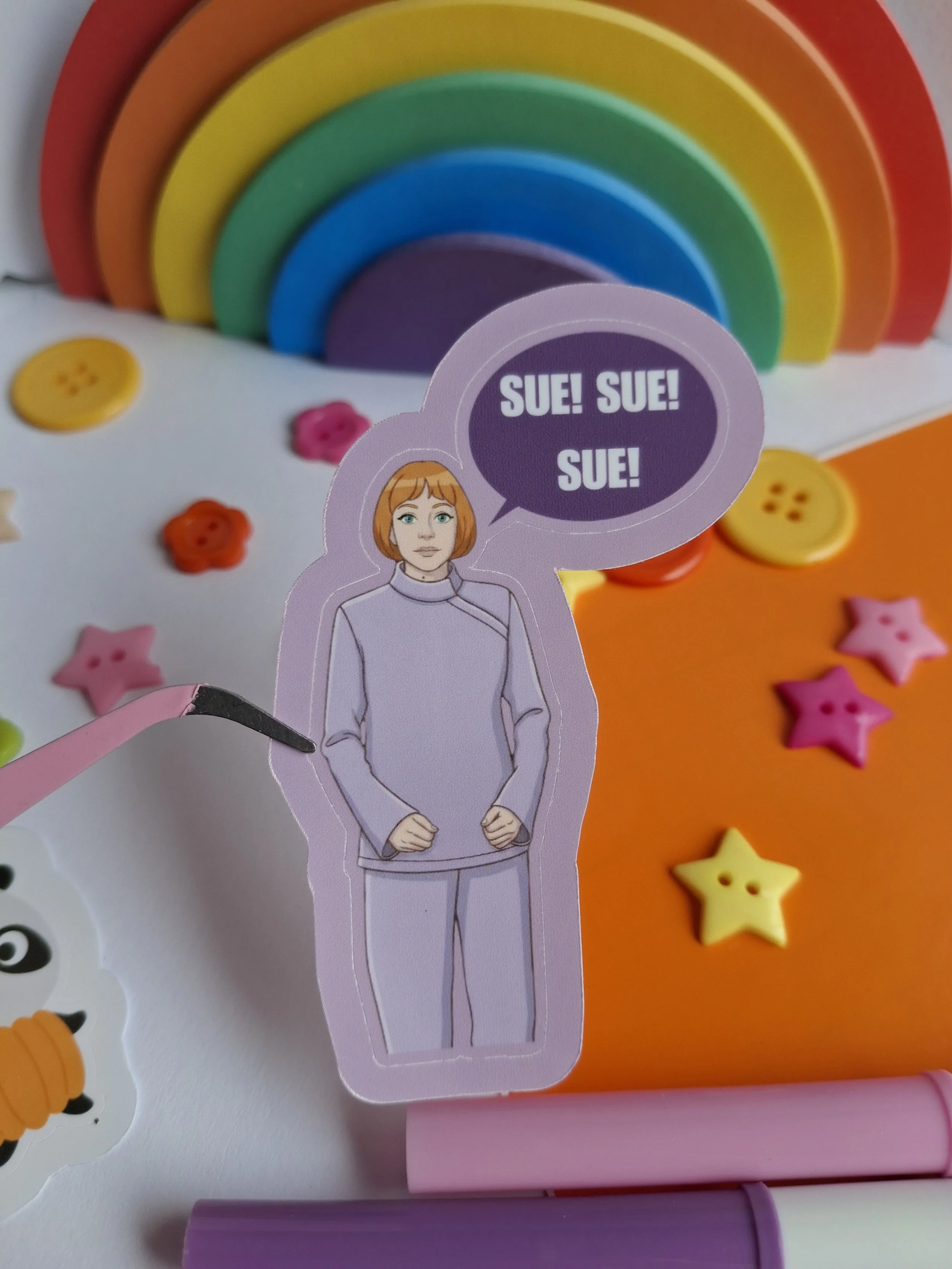 Ann Droid 'Sue Sue Sue!' Sticker Funny AnnDroid Stickers Linda Ann Droid
