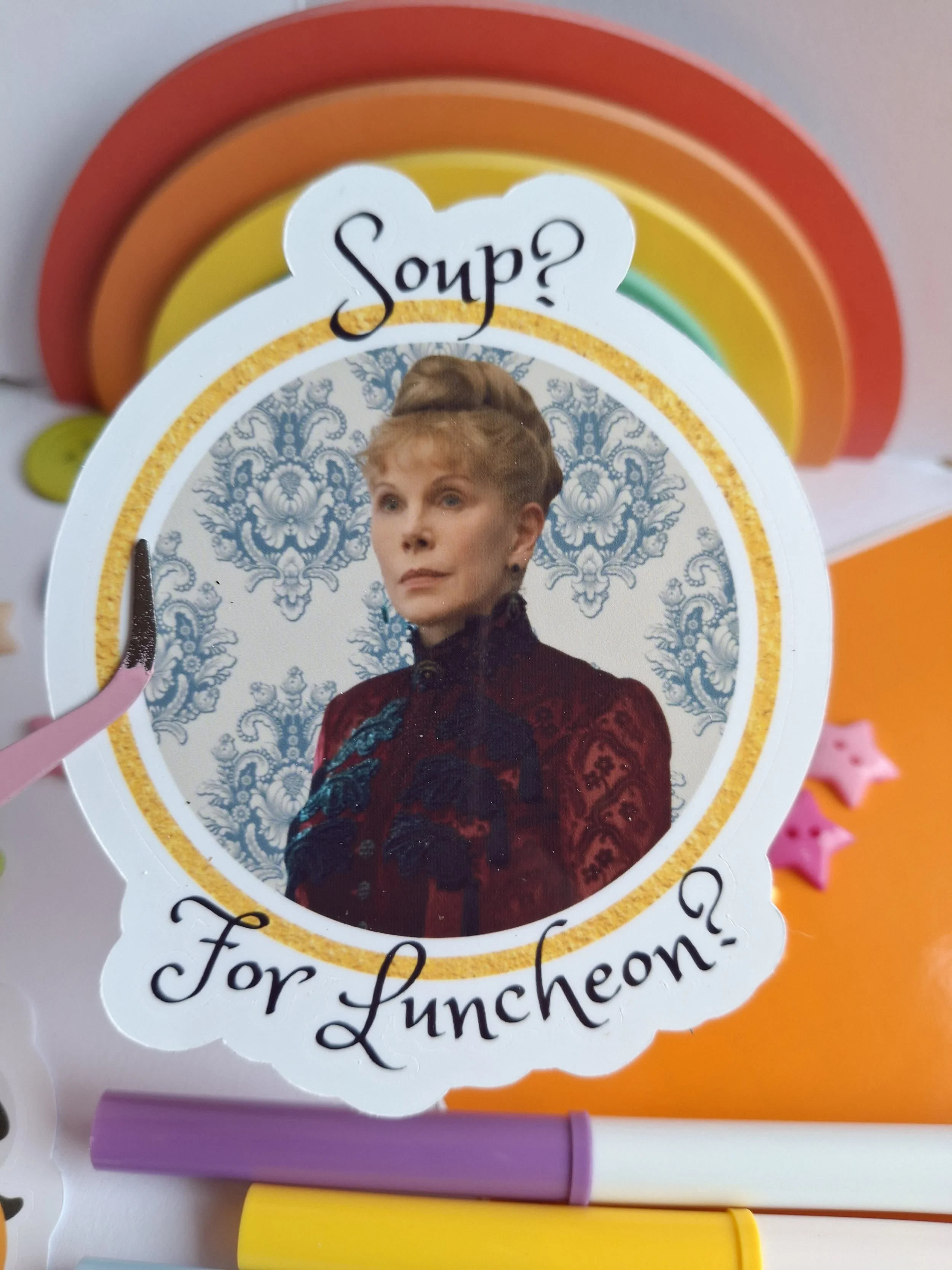 Aunt Agnes 'Soup For Luncheon?' Gilded Age Sticker Funny Decal