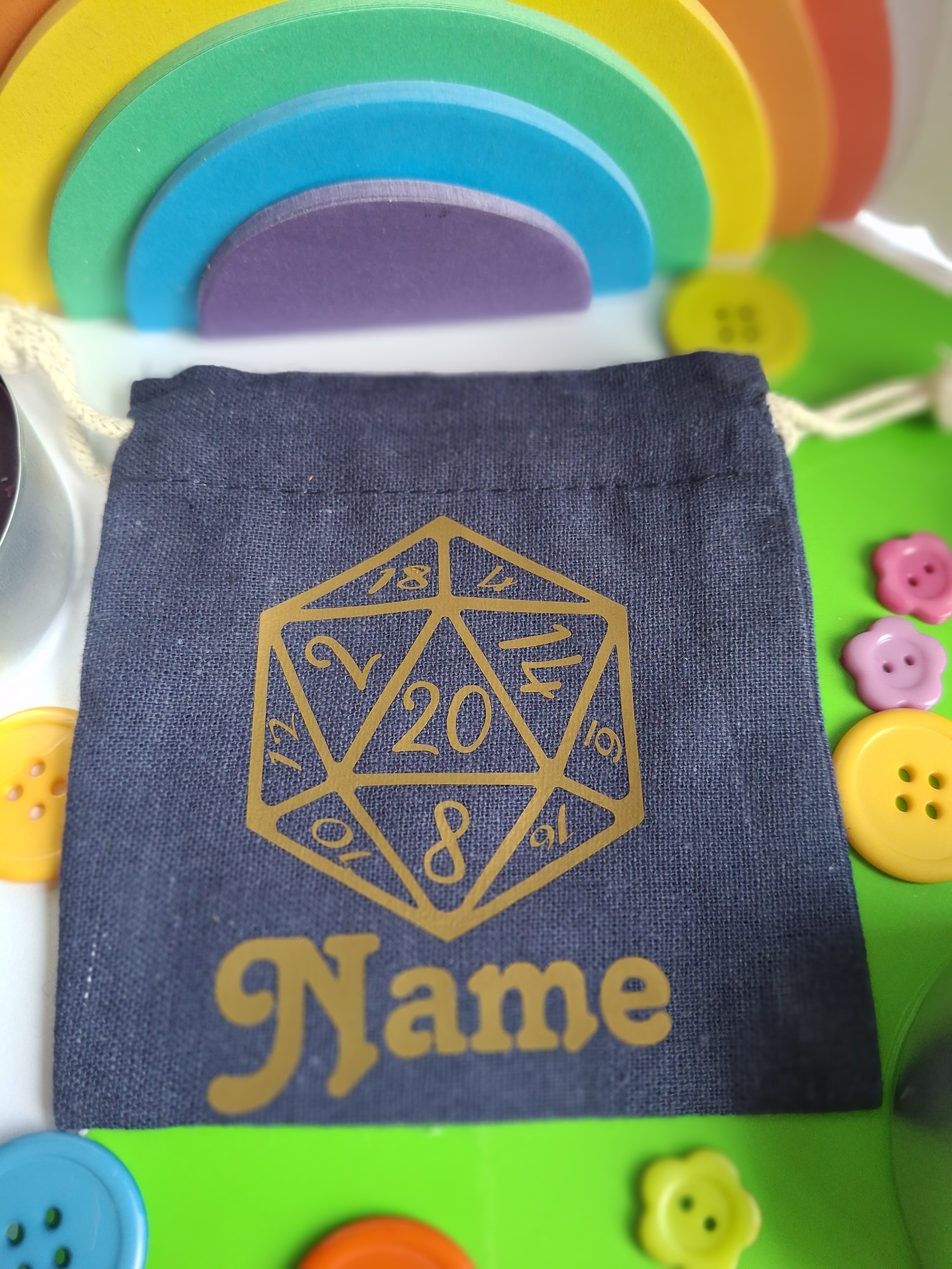 Custom D&D Dice Bag with Gold Lettering Dice Bag with Name/Initials