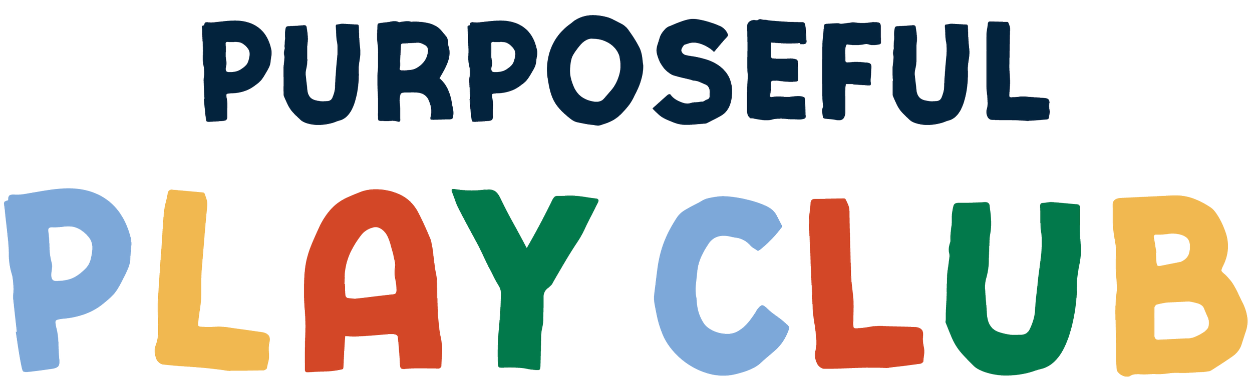 Colorful text that reads "Purposeful Playful" with the words "Purposeful" in dark blue at the top and "Playful" in various bright colors below.