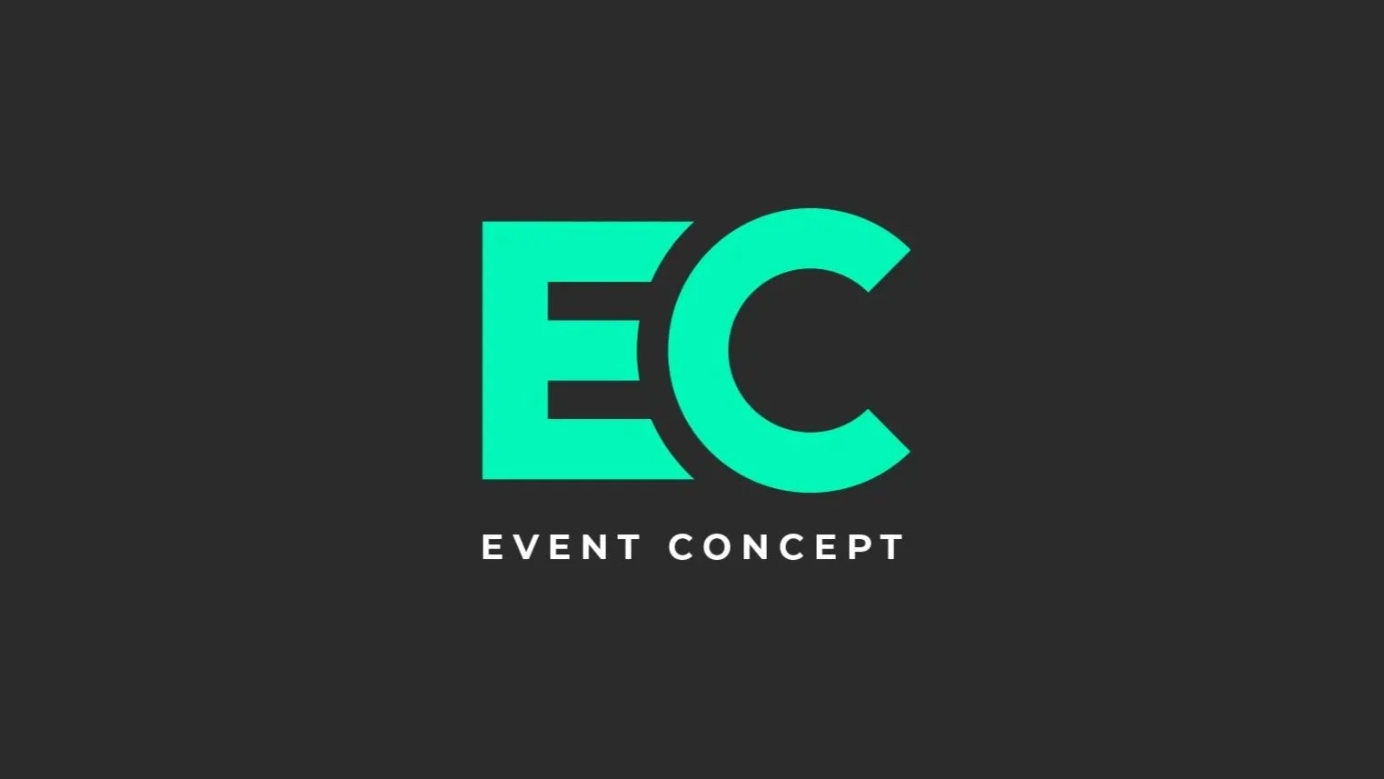 Logo with the letters EC in turquoise on a dark background, with the words 'Event Concept' below in white.