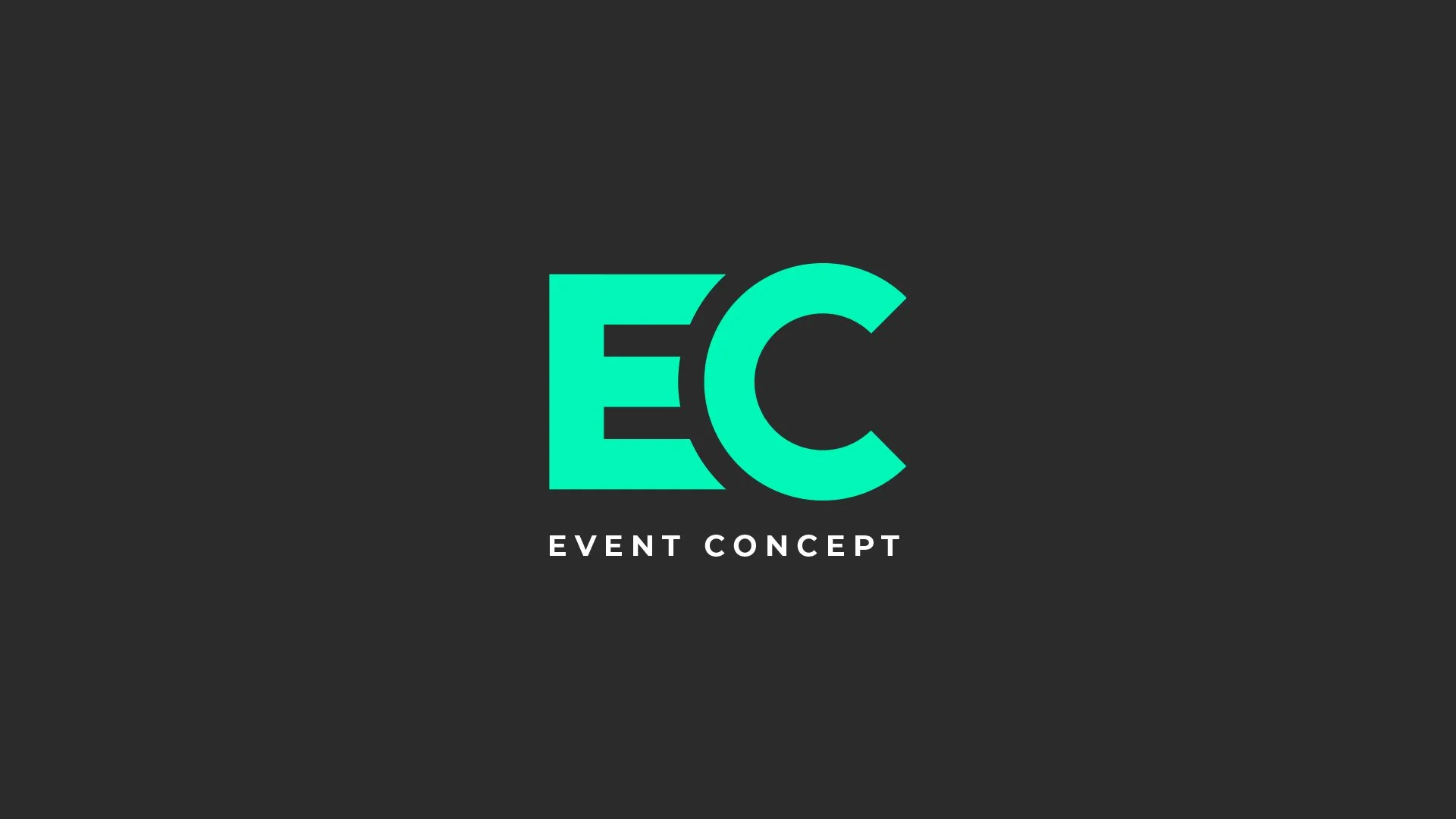 Dark background with bright green letters 'EC' and the words 'Event Concept' below.