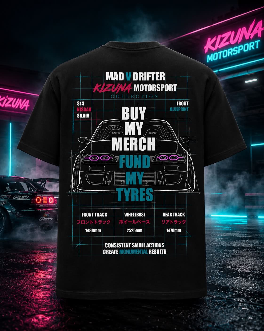 KIZUNA × MAD-V “Fund My Tyres” Limited Edition T-Shirt