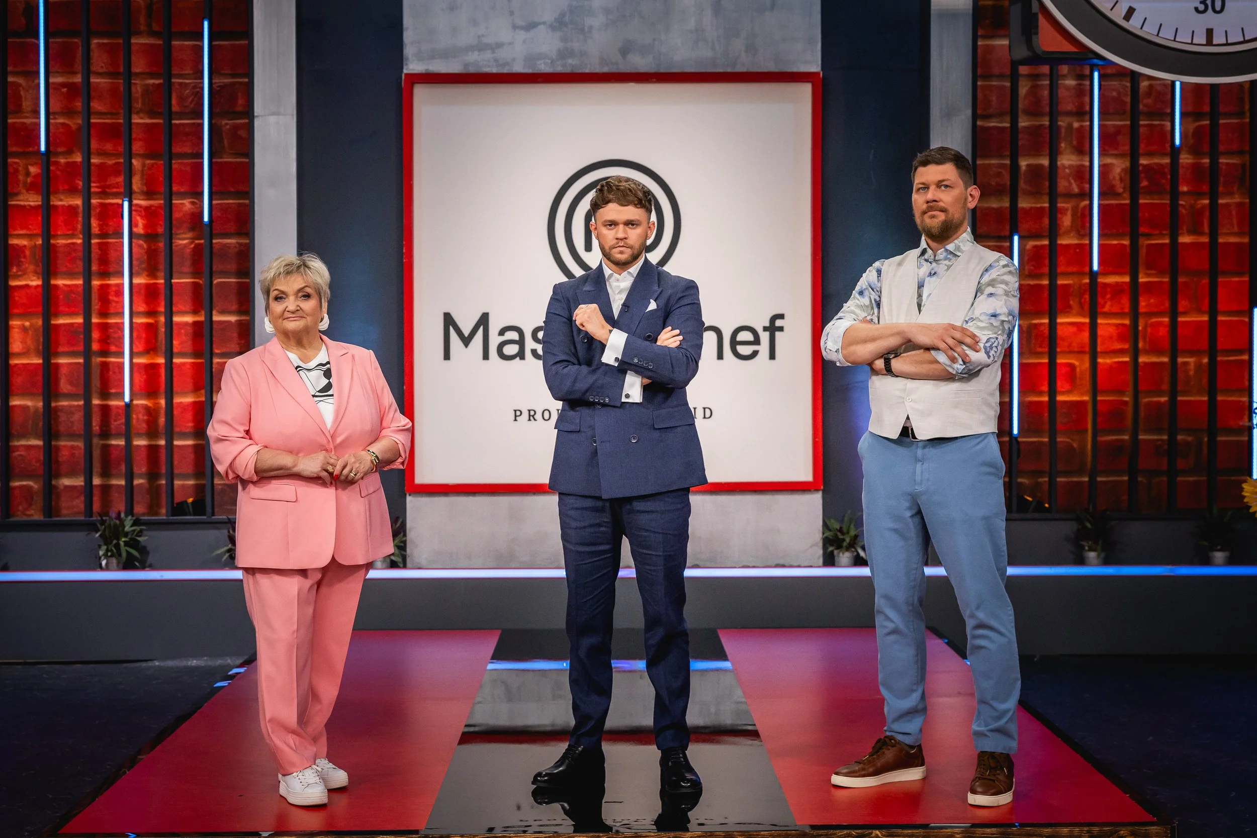 MasterChef Eesti kohtunikud Õie Pritson, Orm Oja ja Silver Illak stuudios. Foto: Harry Tiits.