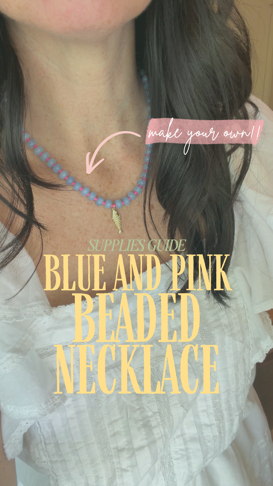 Make Your Own: Blue and Pink Beaded Necklace