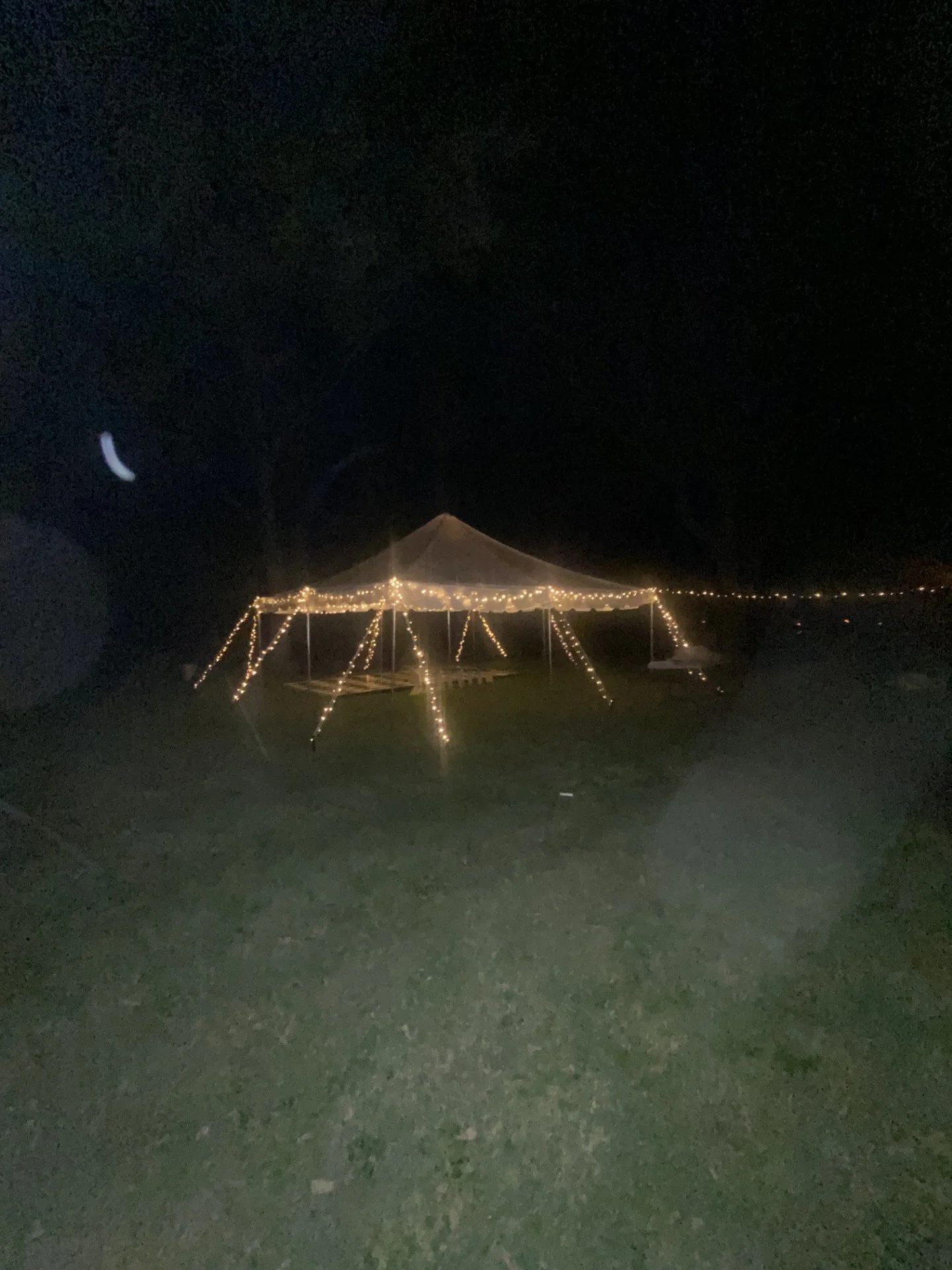 20x20 tent with string lighting in Frankfort Kentucky