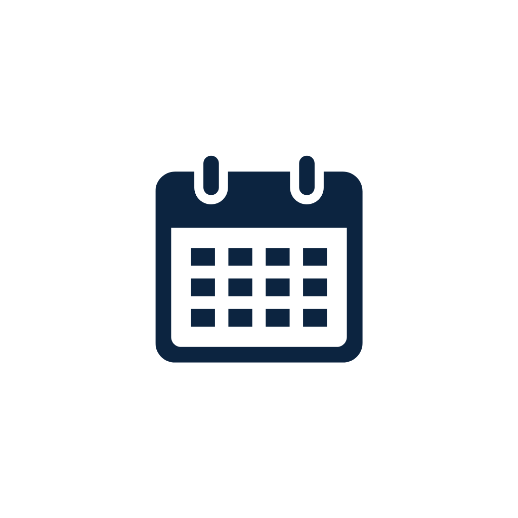 Icon of a calendar with a grid of days, representing scheduling or dates.