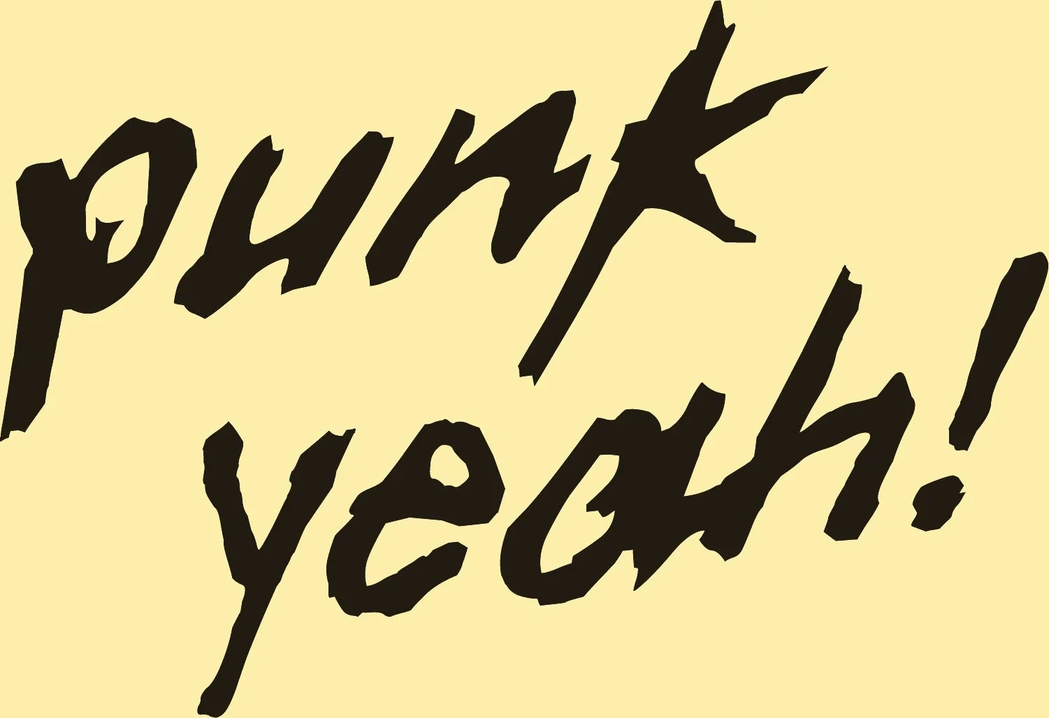 Stylized handwritten text saying "Punk Yeah!" on a pale yellow background.