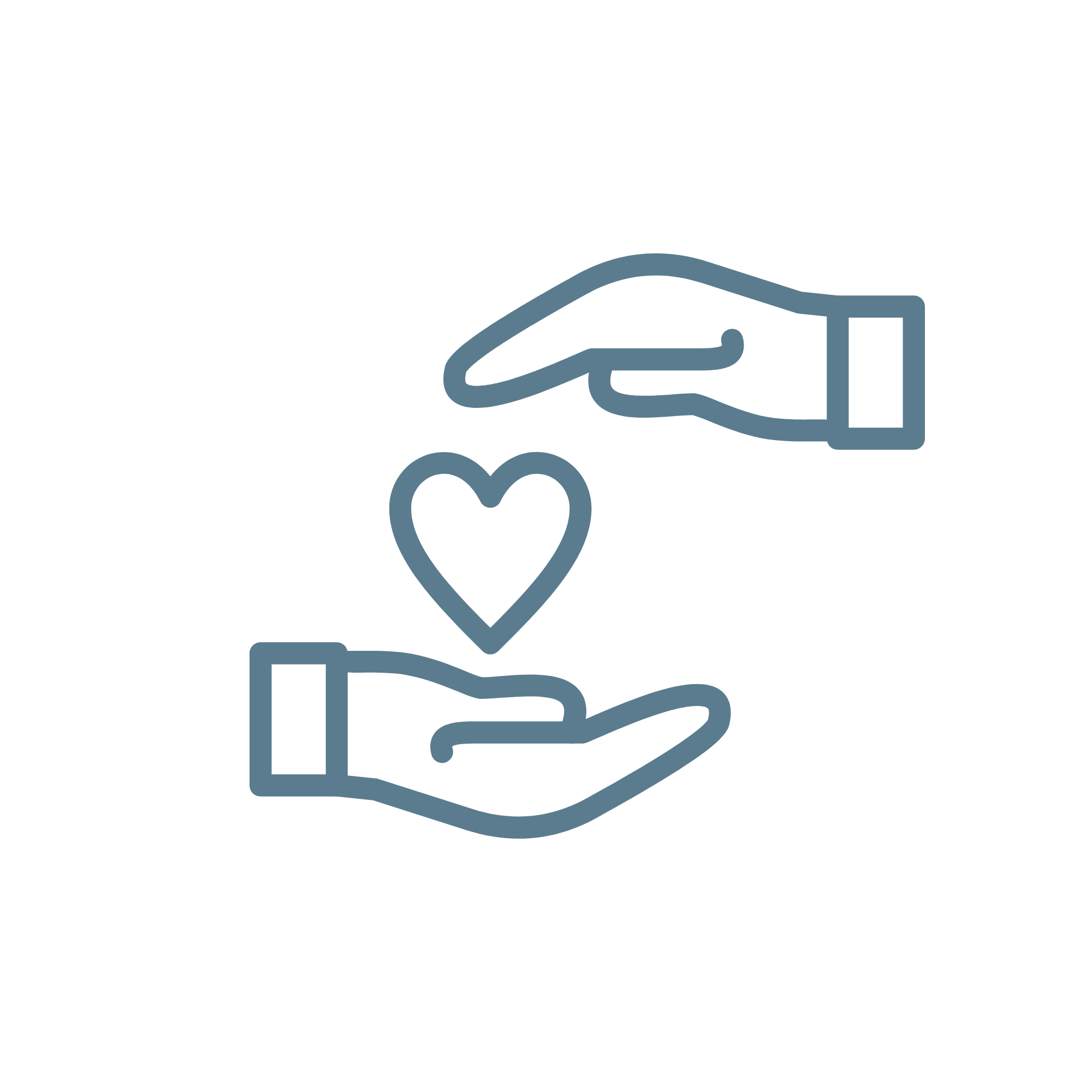 Outline of a hand holding a heart with a plus sign inside it, and a medical cross symbol next to it, symbolizing compassion in the workplace