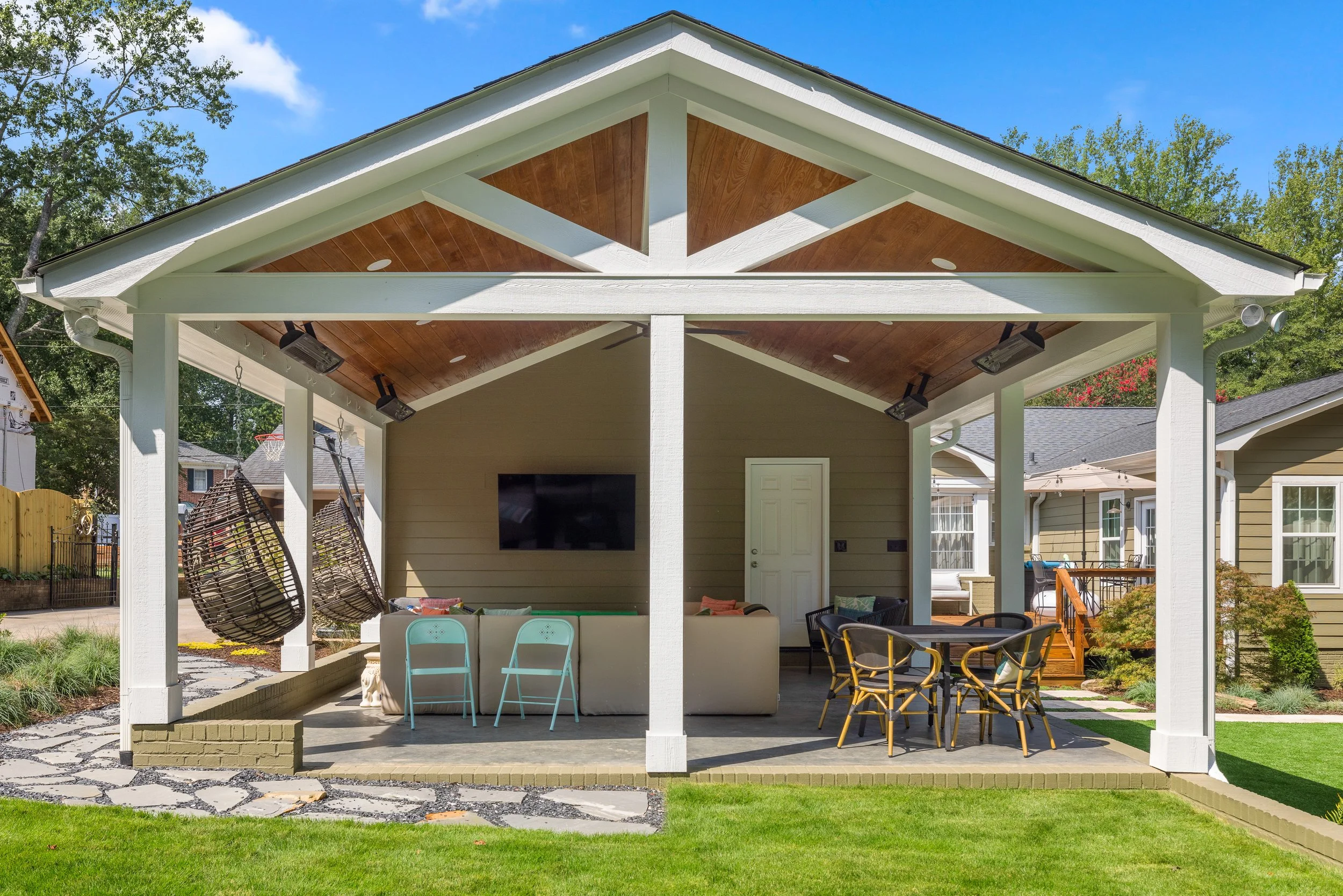 A backyard pool house detached addition in Greenville, South Carolina