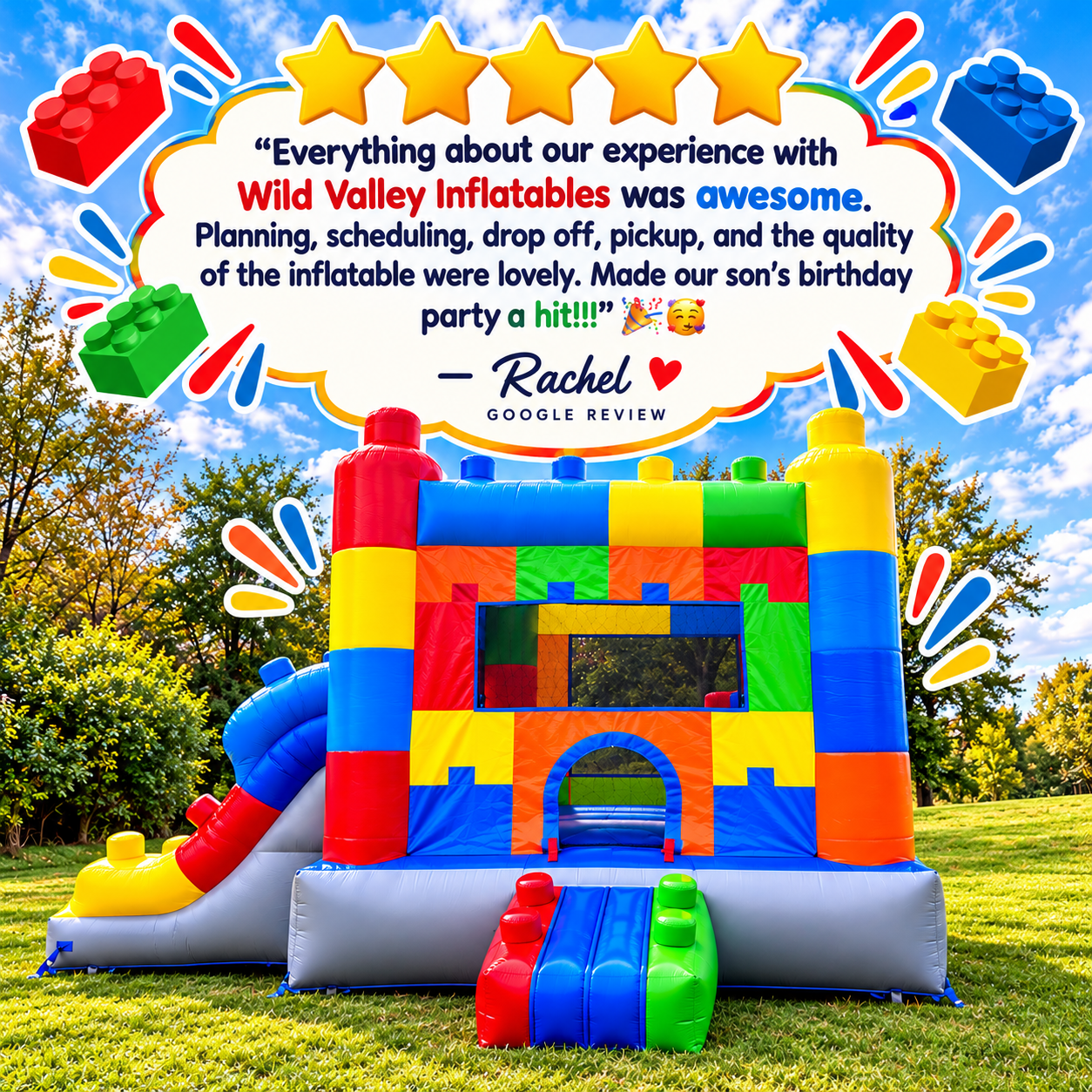 Colorful Lego Bounce House Review.png