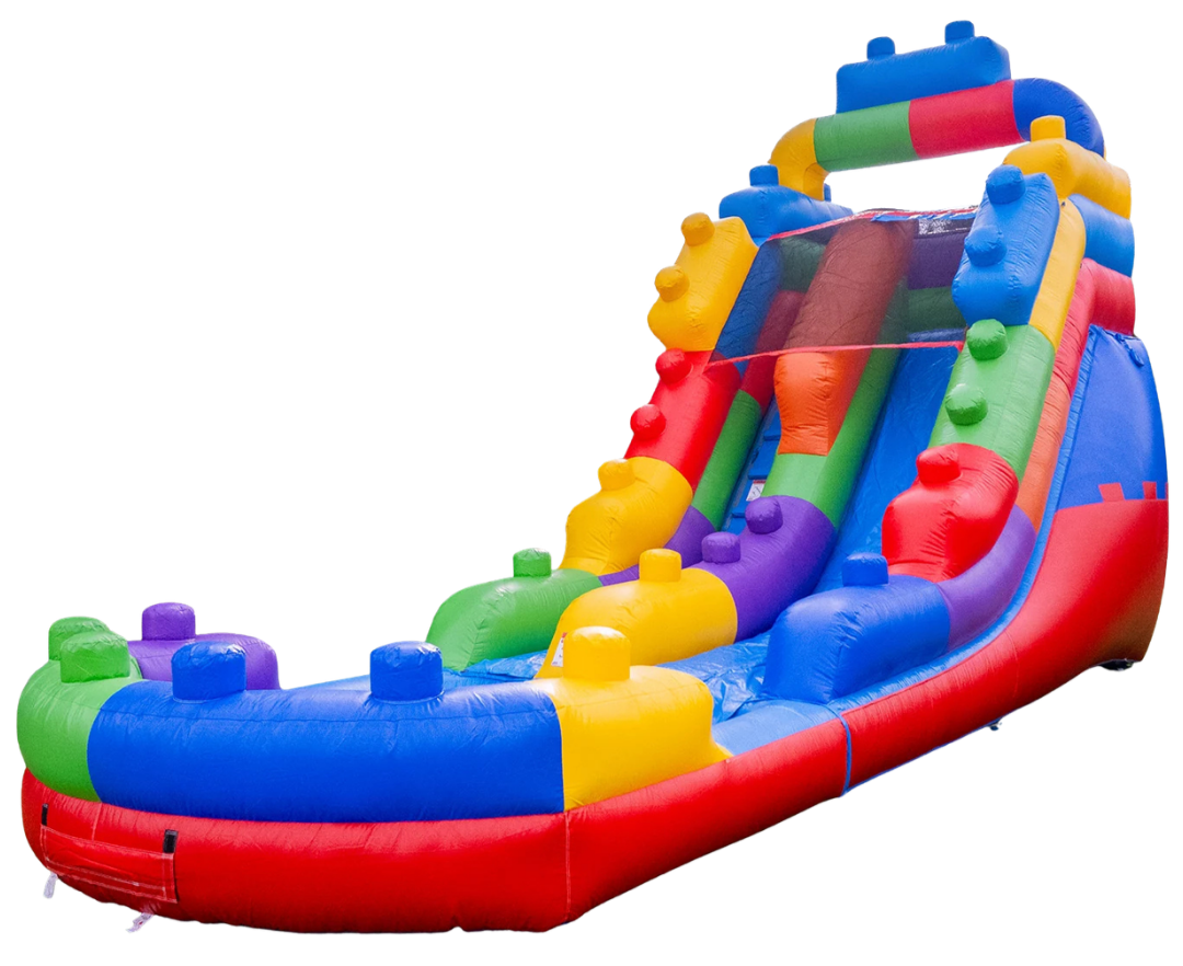 Block Blast 16-foot inflatable water slide rental from Wild Valley Inflatables in Jefferson County, West Virginia.