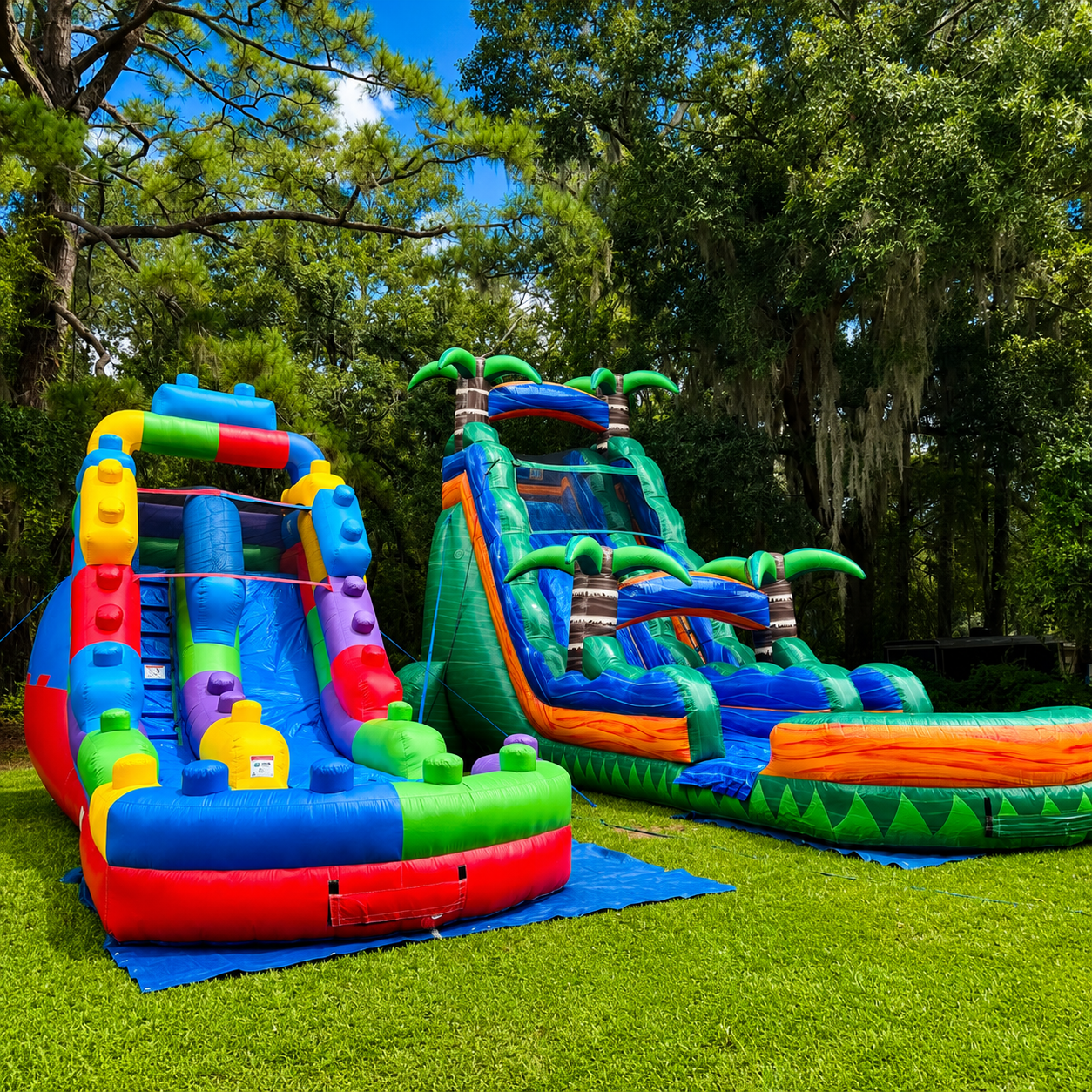Commercial inflatable water slides, bounce houses, and party rentals by Wild Valley Inflatables serving Jefferson County, Harpers Ferry, Charles Town and Ranson, West Virginia.