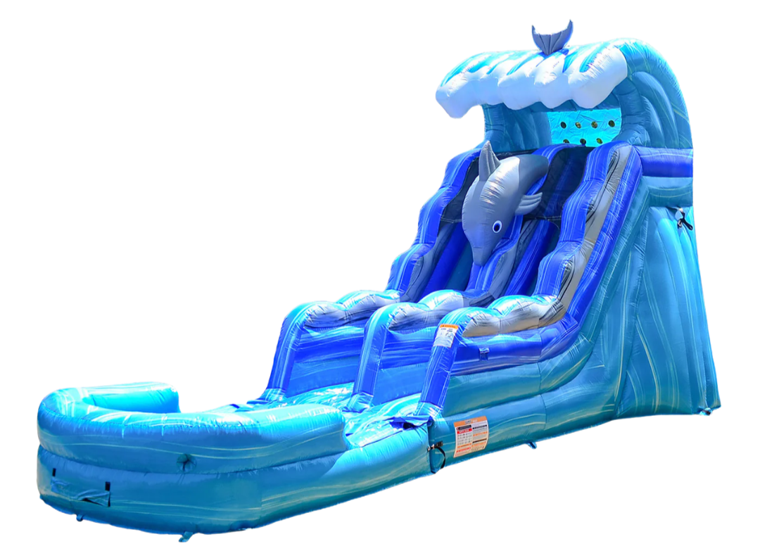Lil Flipper 16-foot inflatable water slide rental for younger children from Wild Valley Inflatables in Jefferson County, West Virginia.
