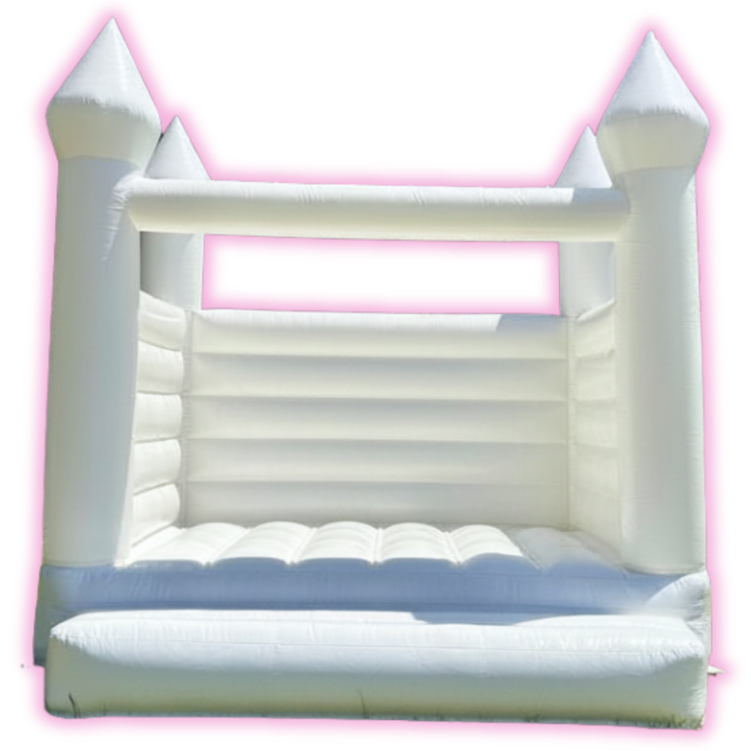 Cloud Castle elegant white bounce house rental for birthdays, weddings, baby showers, and special events in Jefferson County, West Virginia.