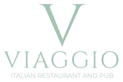 Logo for Viaggio Italian Restaurant and Pub, featuring a large letter V above the restaurant name.
