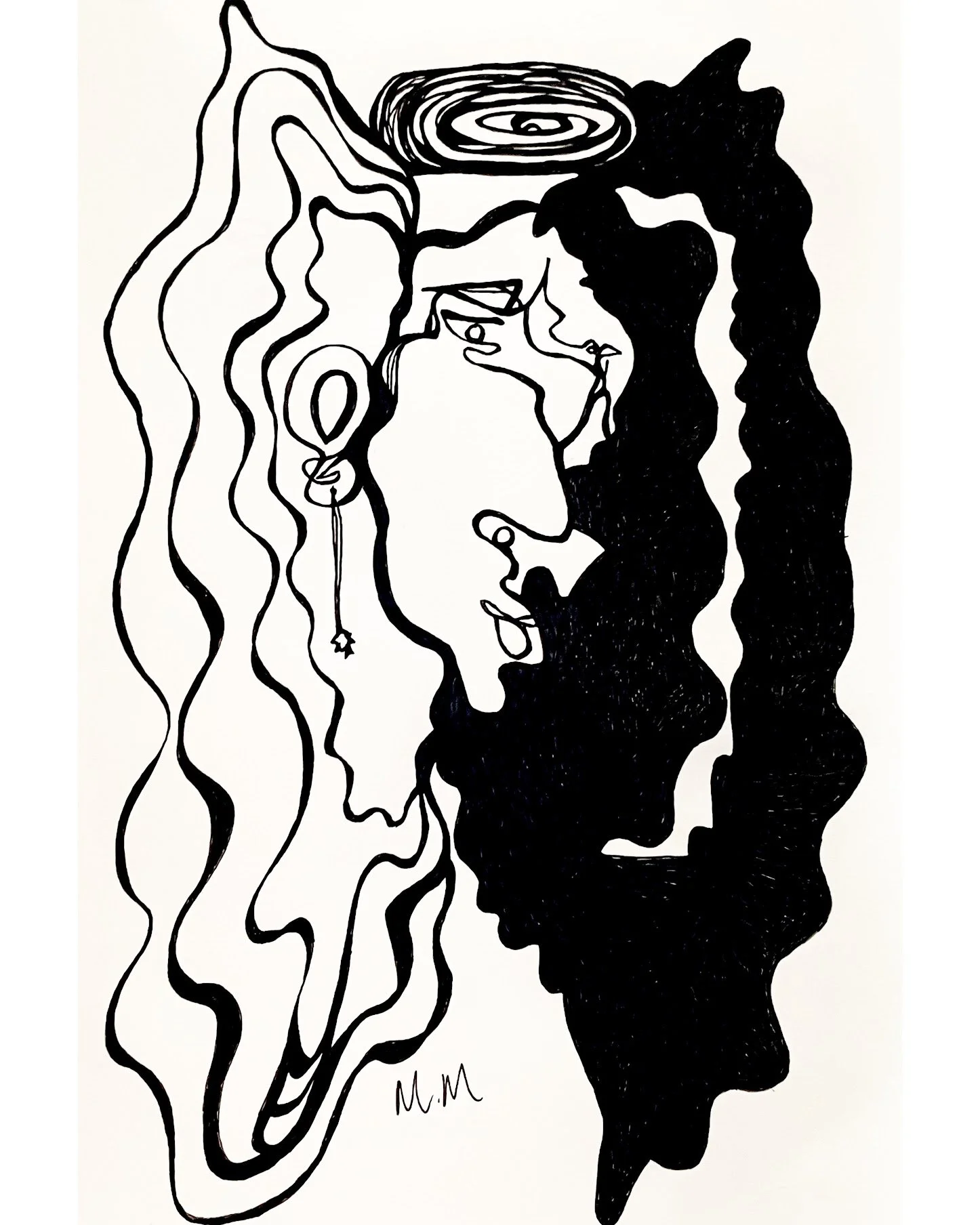 Line Work, black and white ink drawing by Minami Morris