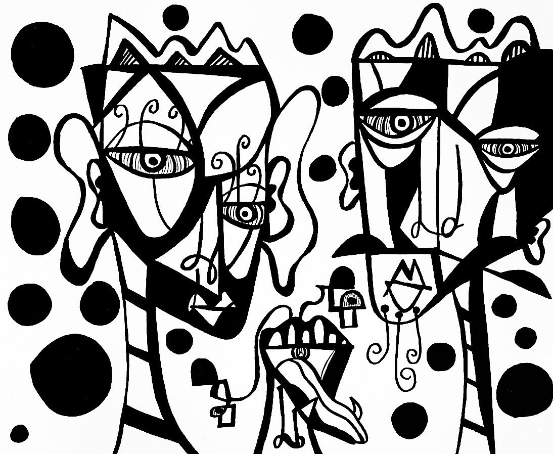 Line Work, black and white ink drawing by Minami Morris