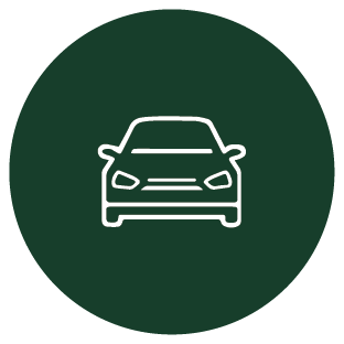 Icon of a car on a green circular background