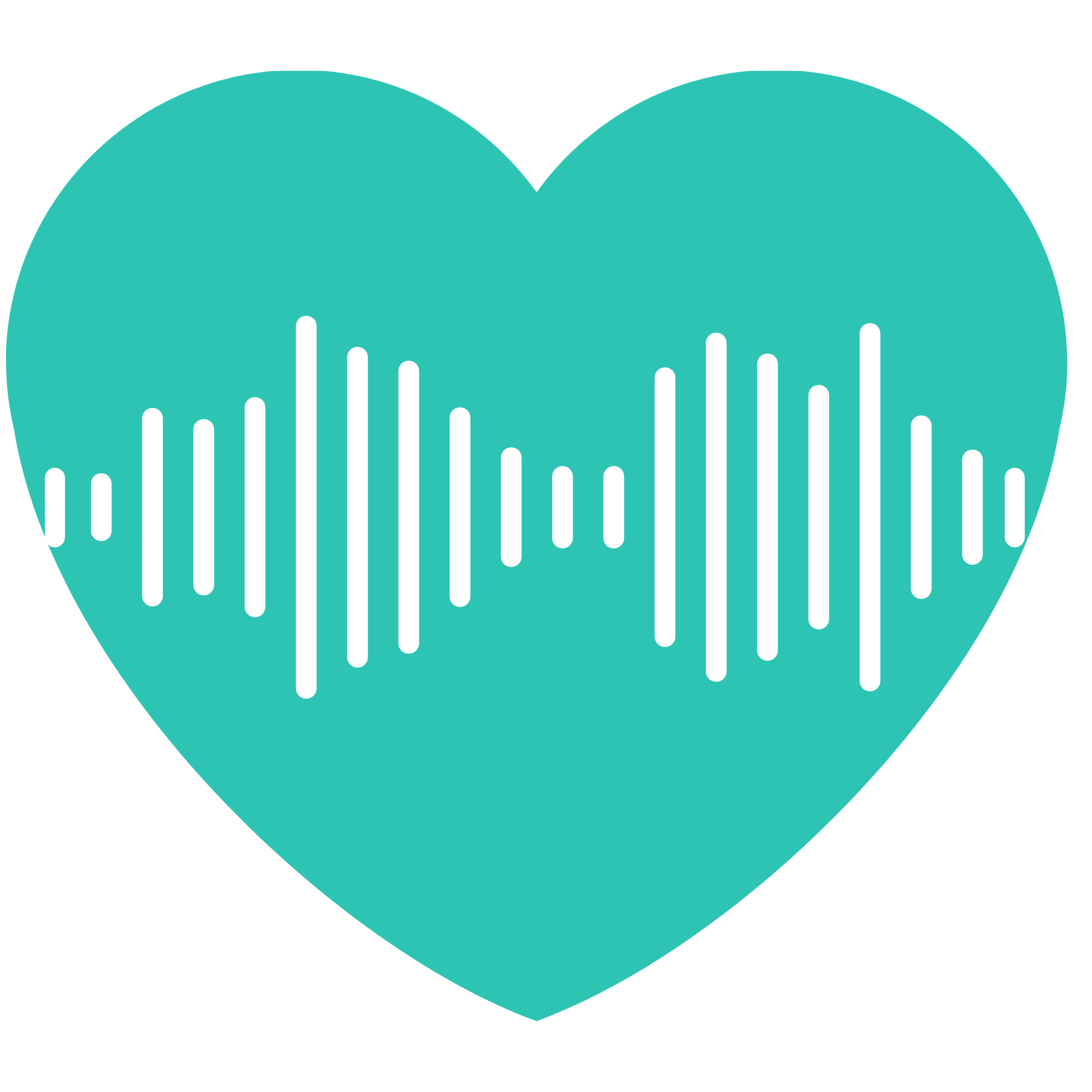 ThatHits app icon featuring a teal heart with a white audio waveform through the center.