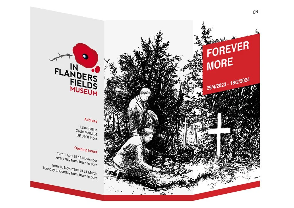 Exhibition folder mockup, hand-drawn illustration