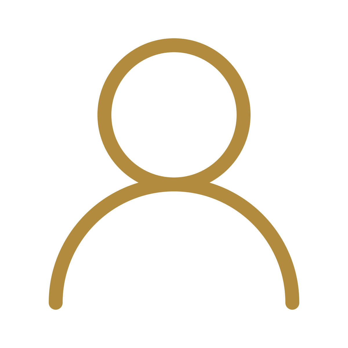 Simple outline of a person figure in gold color on a black background, representing a user or an avatar.