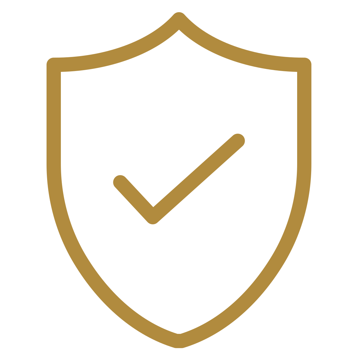Gold shield with a checkmark in the center, symbolizing security or protection.