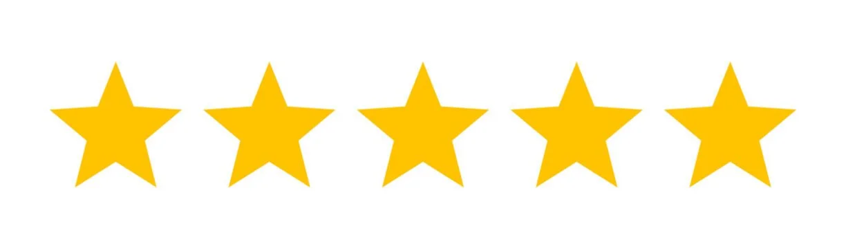 Five gold stars, evenly spaced in a horizontal line.