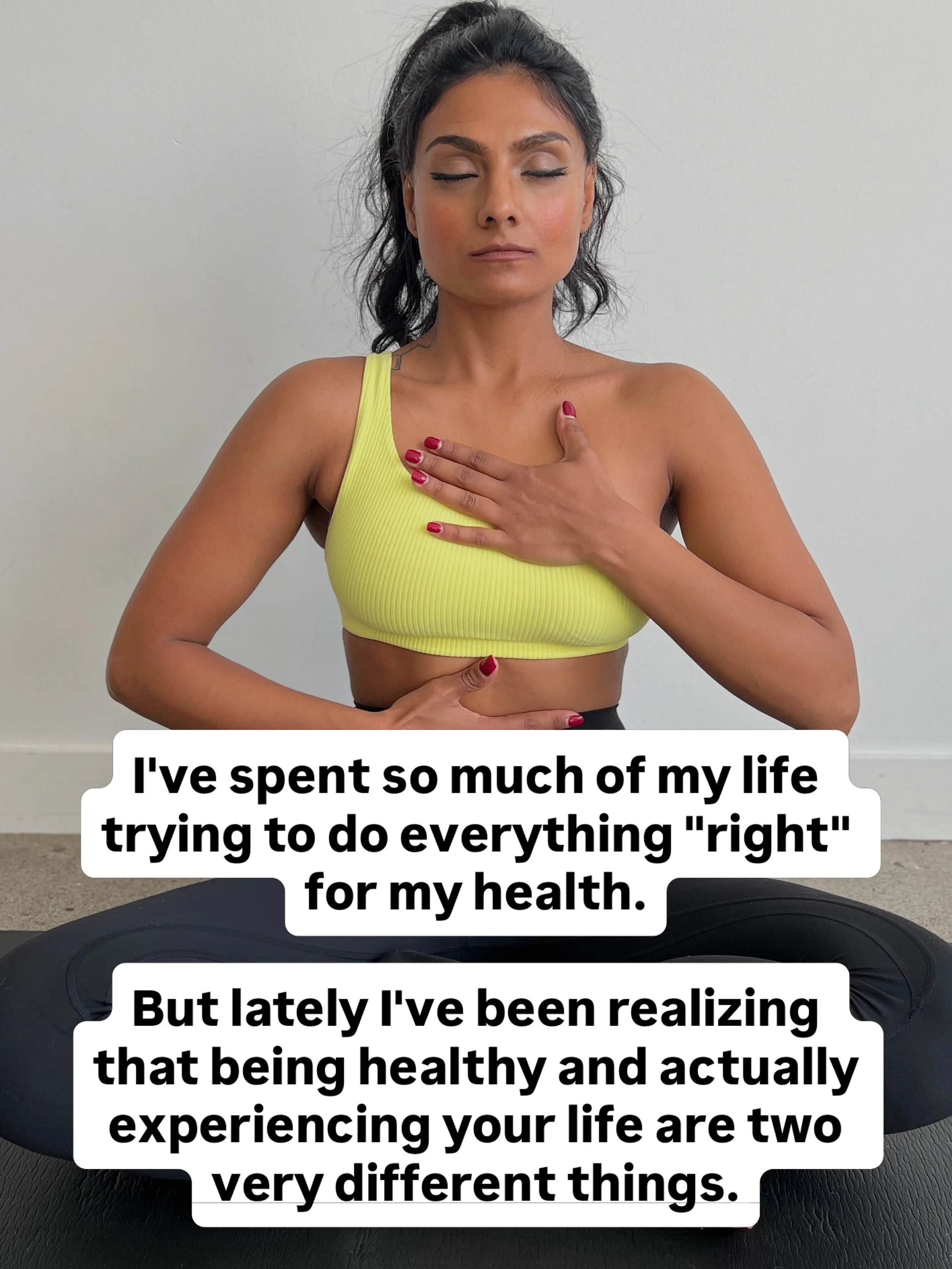 Taking care of your health should help you experience more of your life, not become your entire life.

I'm learning that sometimes the healthiest thing I can do is stop trying to optimize every moment and actually LIVE it.