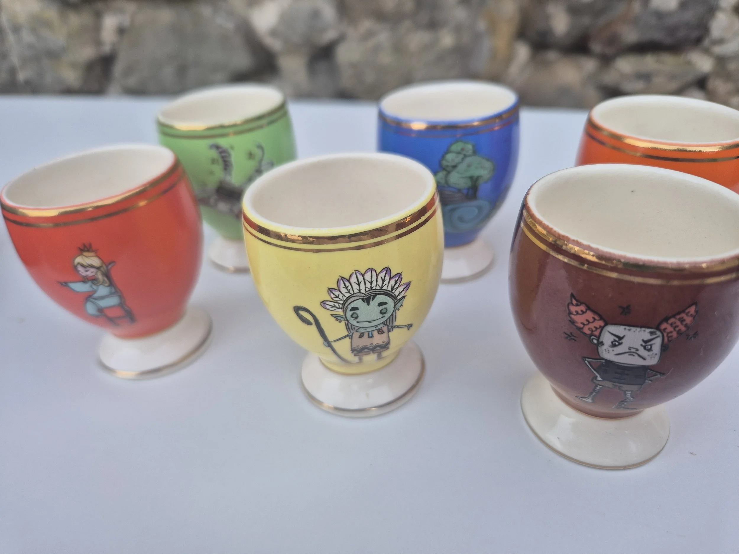 Unique retro egg cup set
