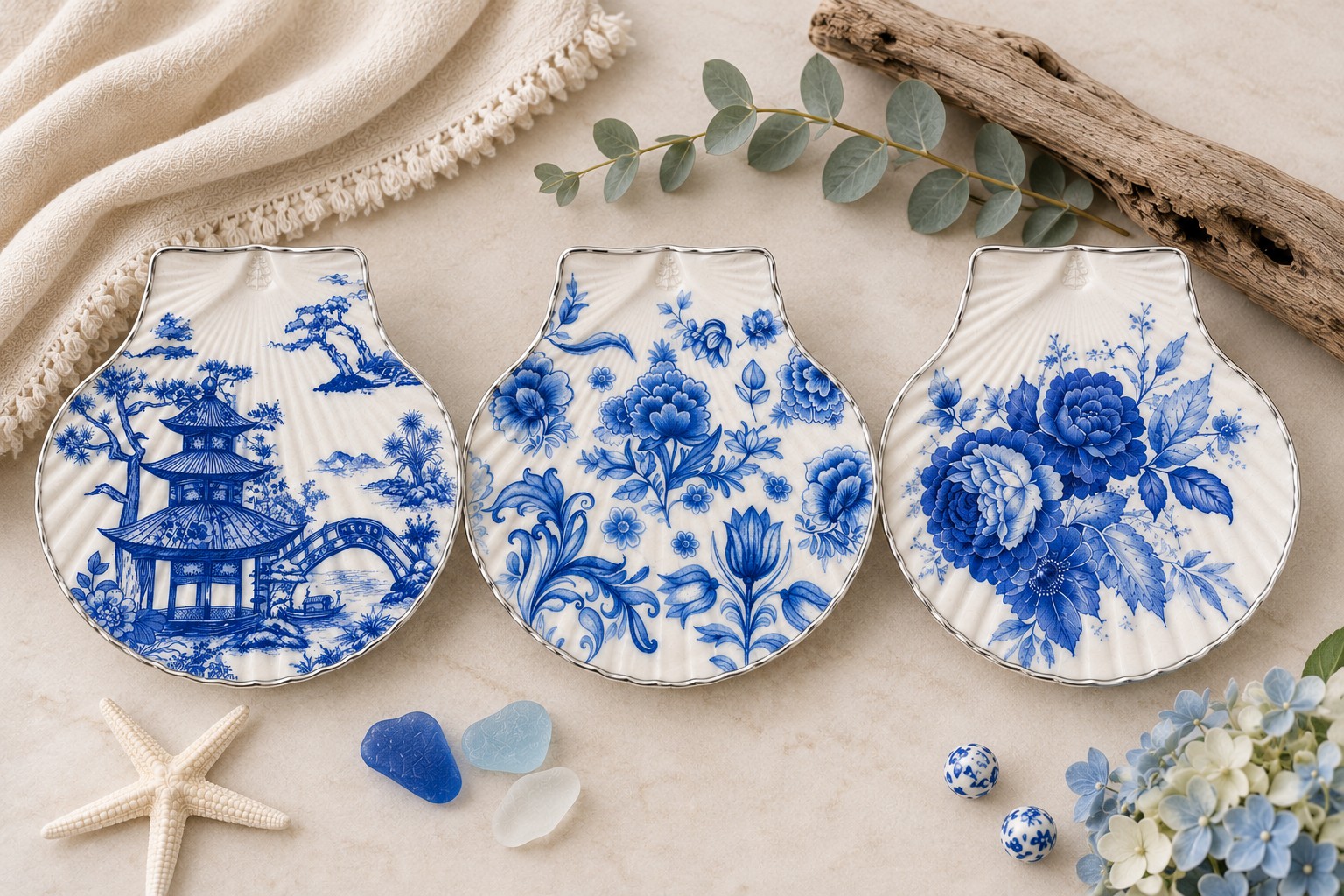 DIY Shell Craft Kit - Blue & White Collection