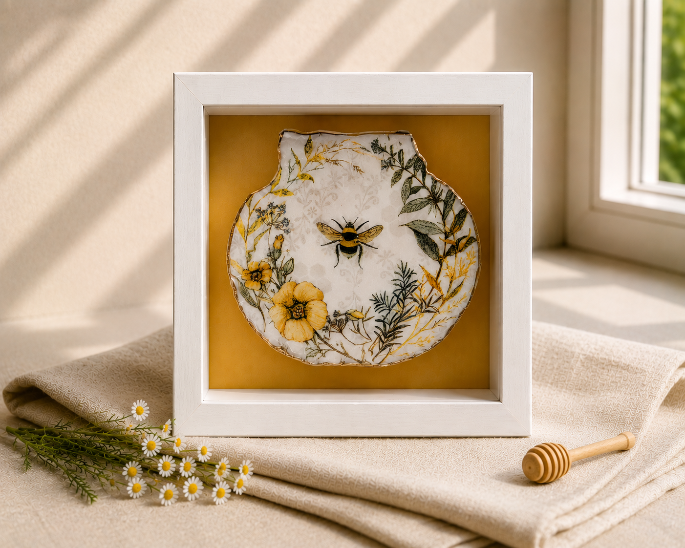 Handcrafted Shell Shadow Box
