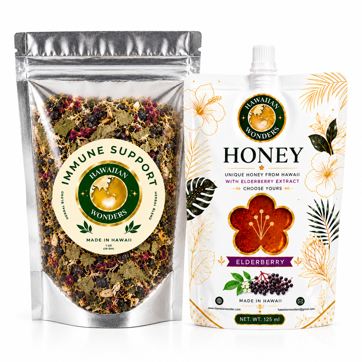 Immune Support Herbal Tea Bland & Elderberry Honey