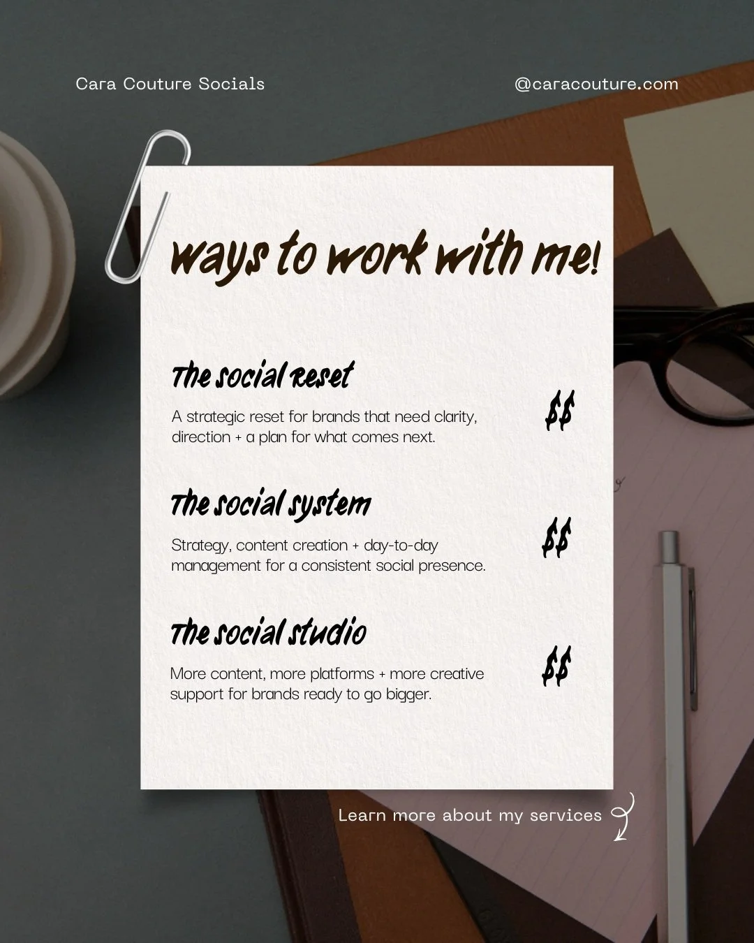 Not every brand needs the same thing from social media, which is exactly why I offer different levels of support.

The Social Refresh is for brands that want to keep social in-house but need a stronger strategy behind it. We&rsquo;ll dig into what&rs
