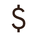 Black dollar sign icon on white background