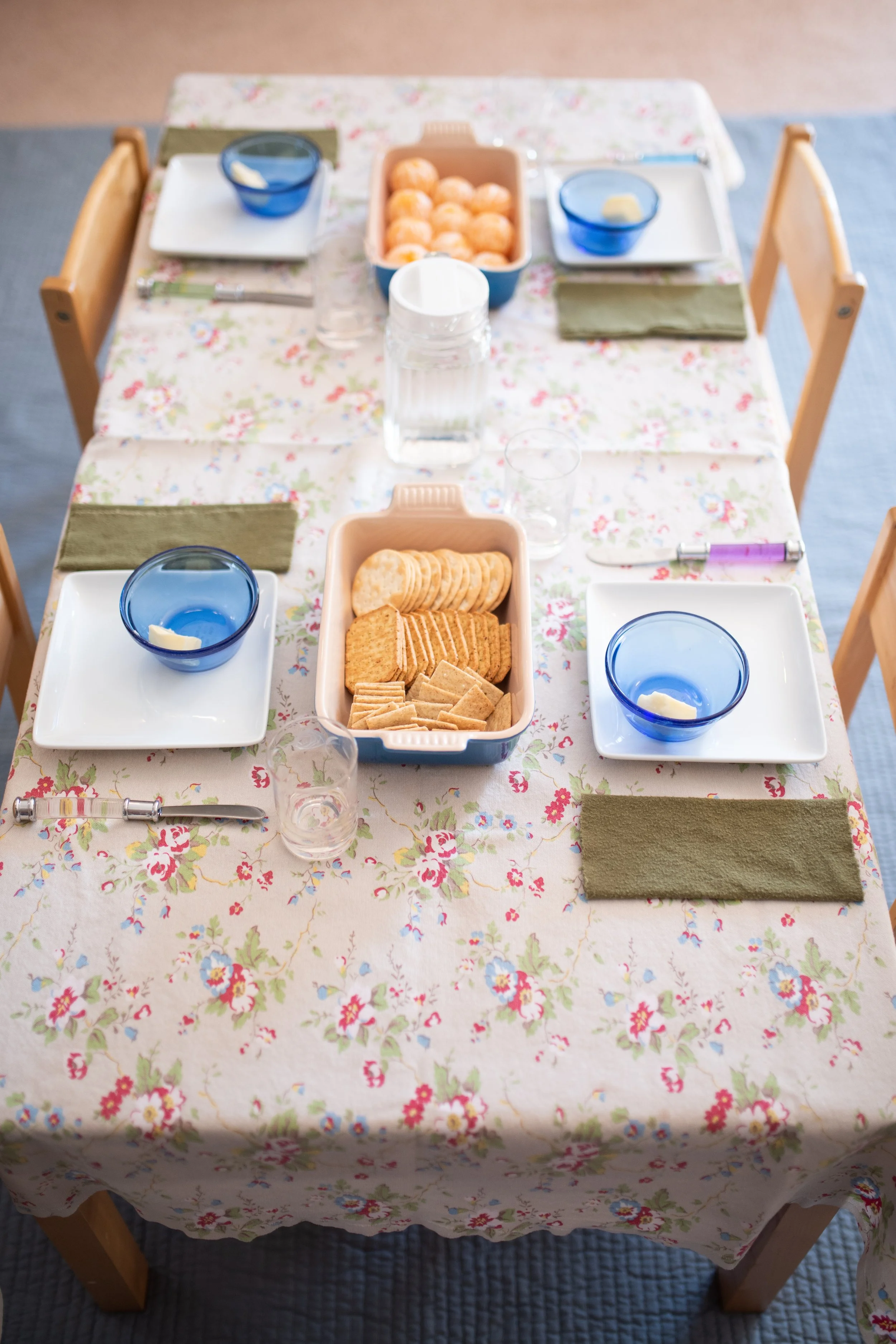 Communal snack is a team effort.