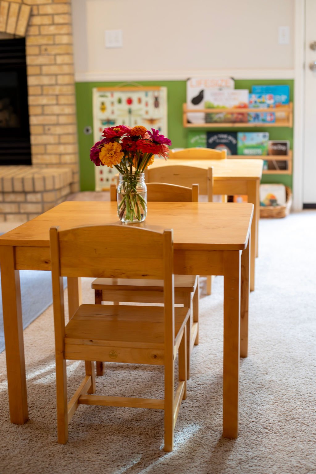 kids table in cozy school room