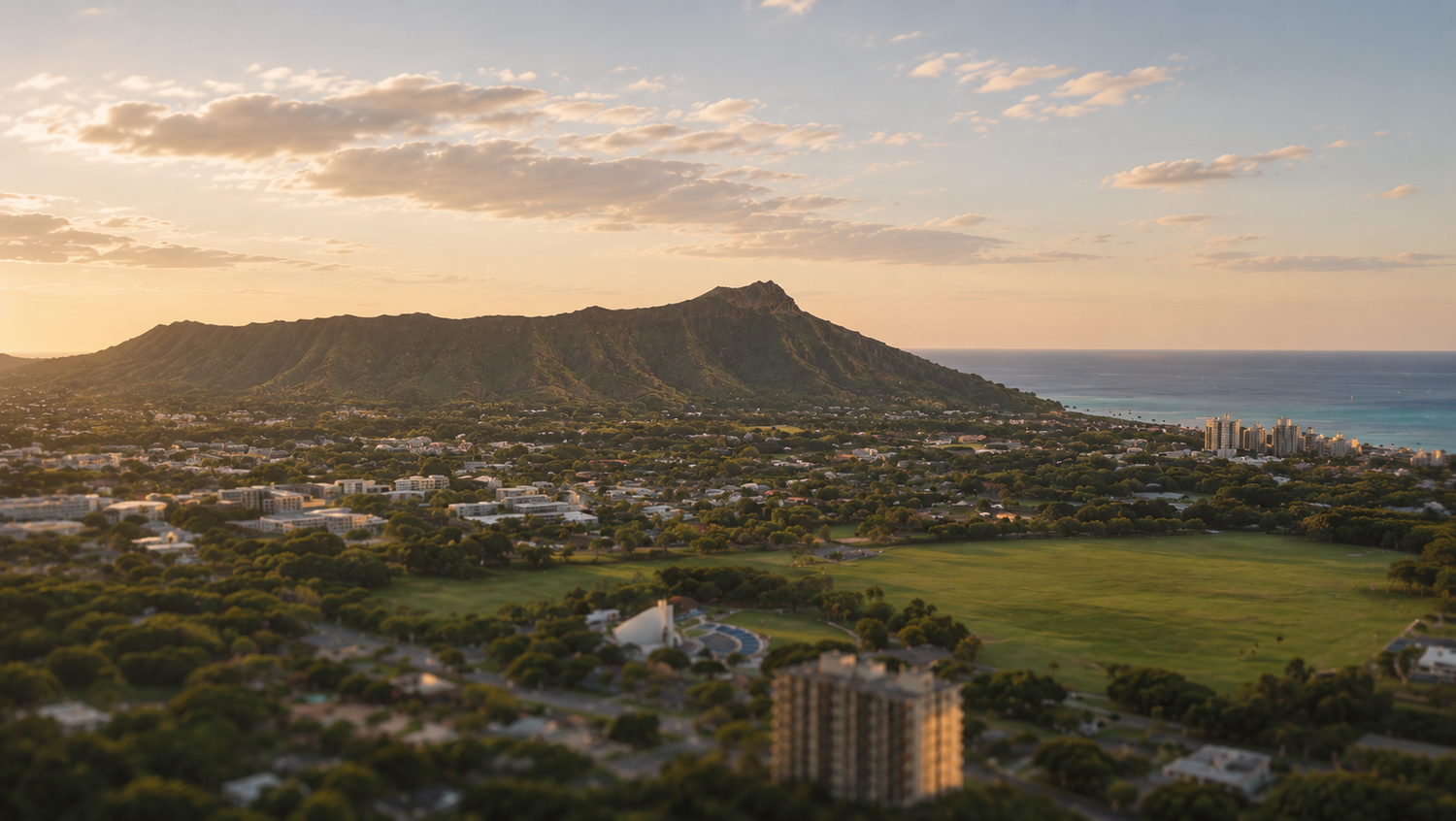 View of Diamond Head and the ocean from the Honu Suite
