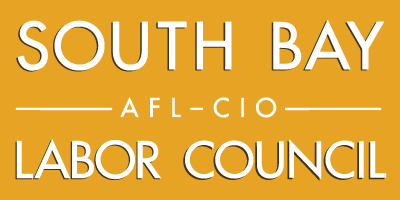 South Bay AFL-CIO Labor Council logo with white text on a gold background.