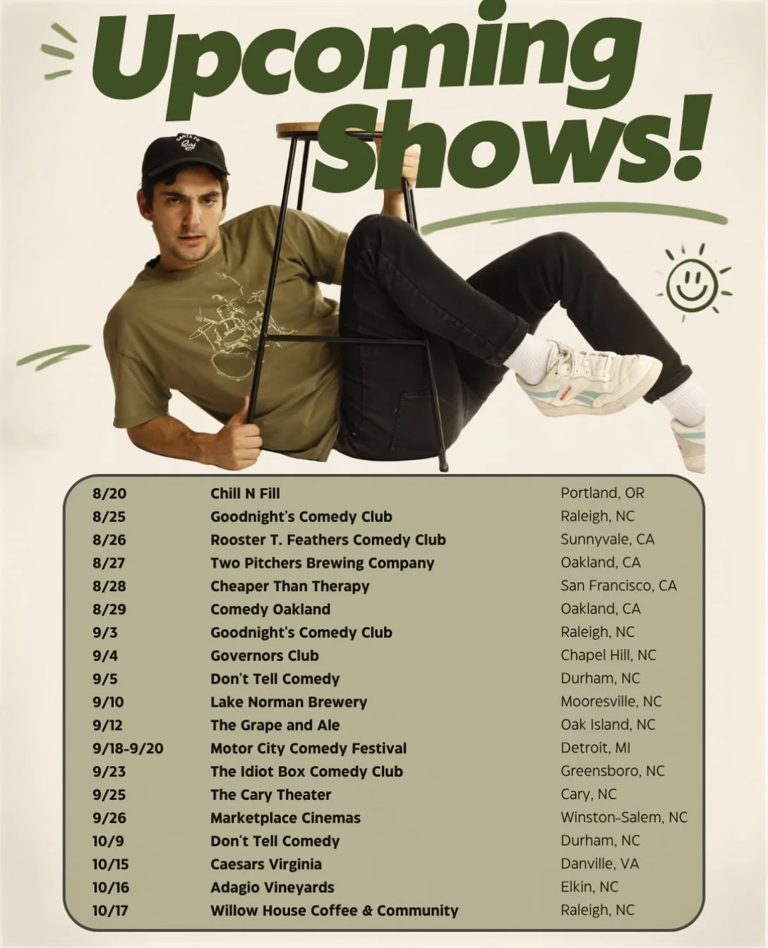 Your mom called- she said she wants to see me live 😎

TICKET LINKS AND DETAILS AT gregcapracomedy.com