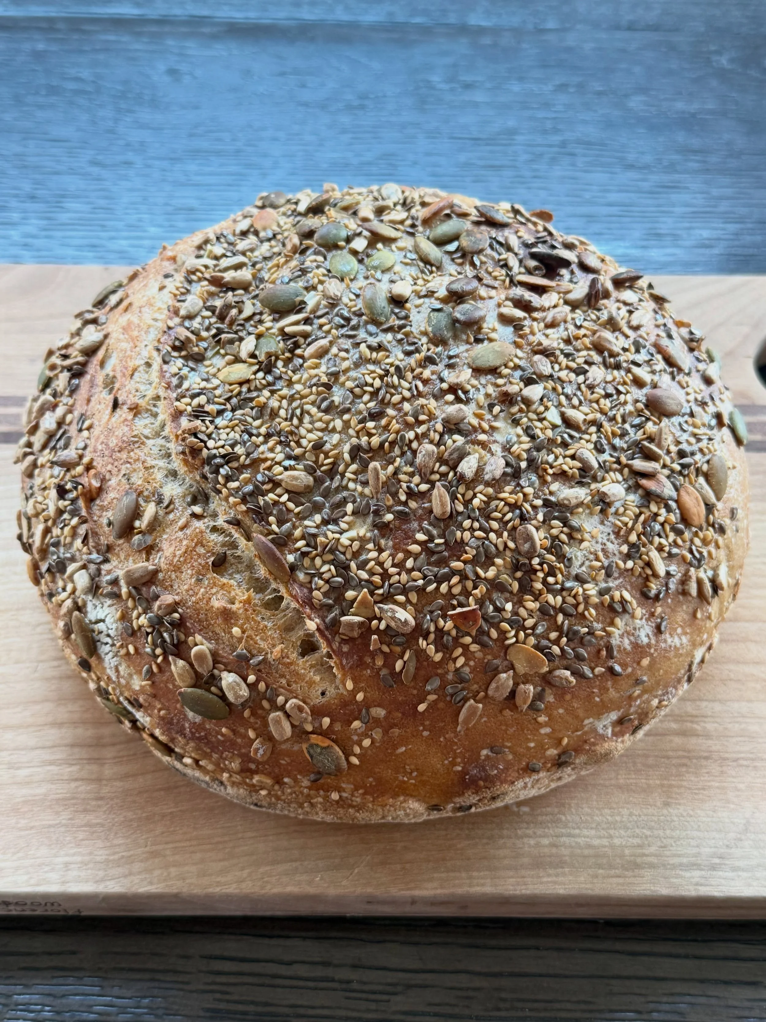Seeded Sourdough Boule - available at my pop up this Sunday!