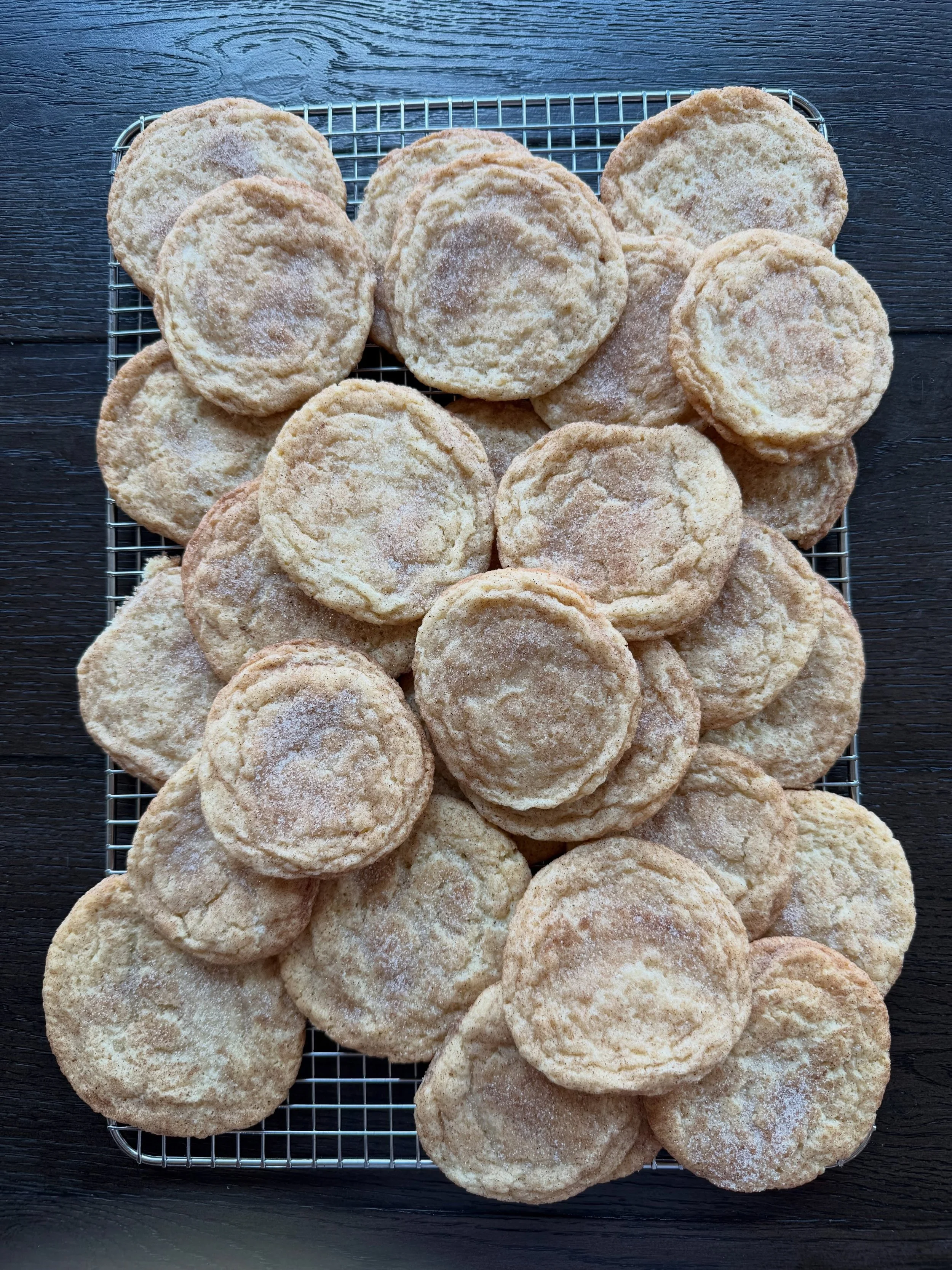 Each time I do a pop up, I bake a special batch of cookies that go into the donation cookie jar. The money then goes to a local organization that helps feed our community. My older son heads back to school in CA next week so I baked his favorite Snic