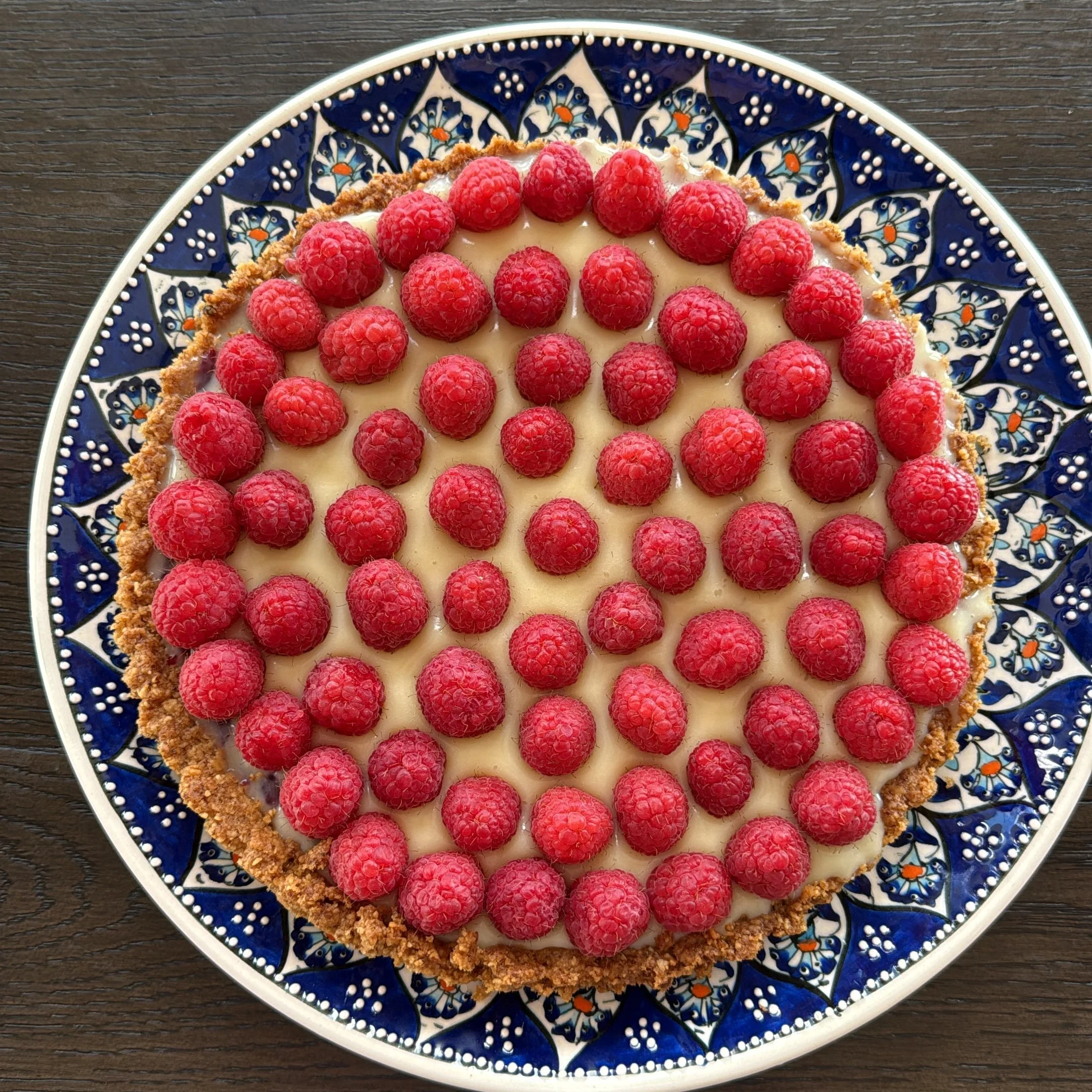 Raspberry White Chocolate Tart with a Walnut and Almond Crust (gf!)